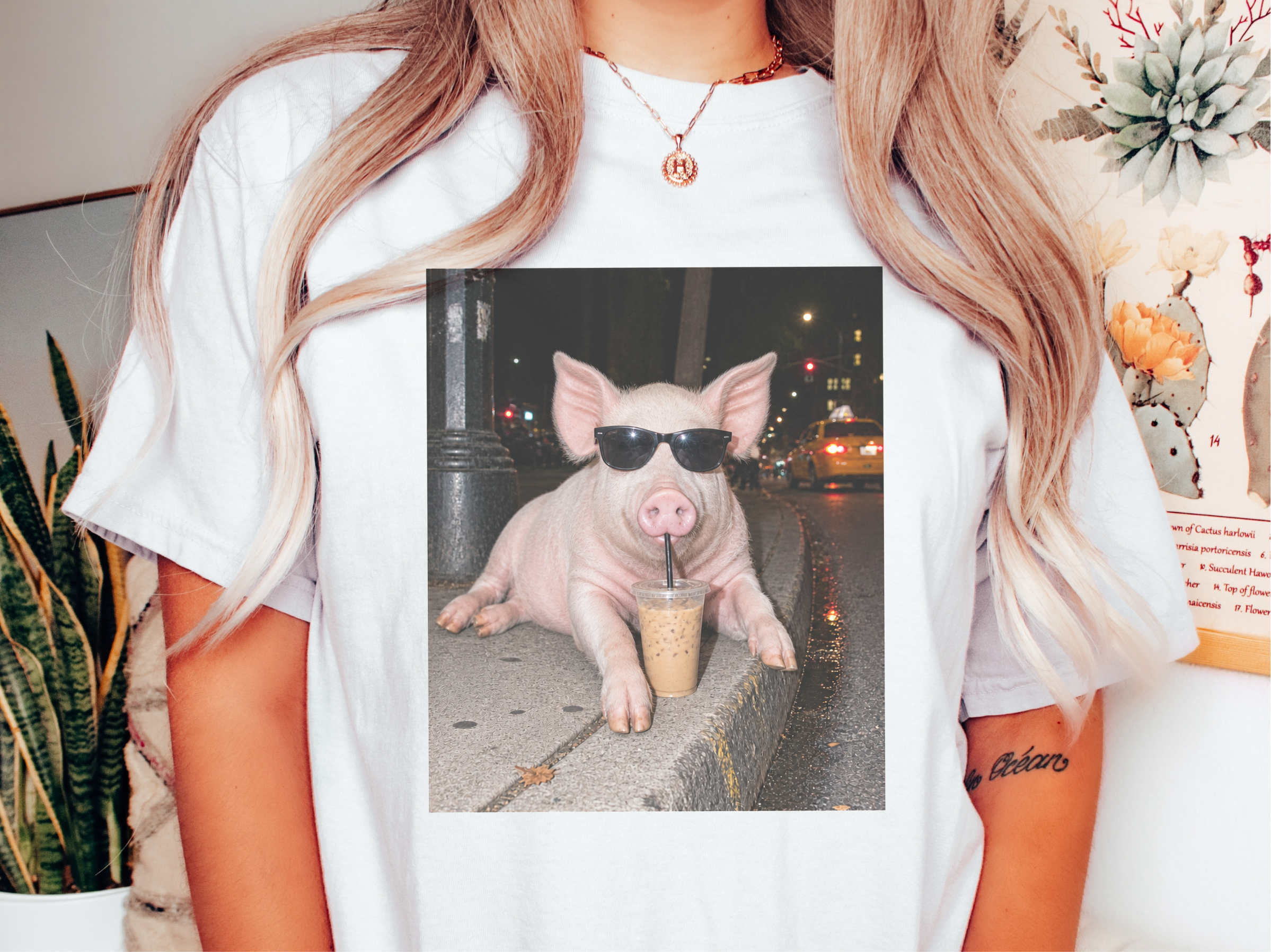 Cool Pig Drinking Iced Coffee funny shirt - photo 1