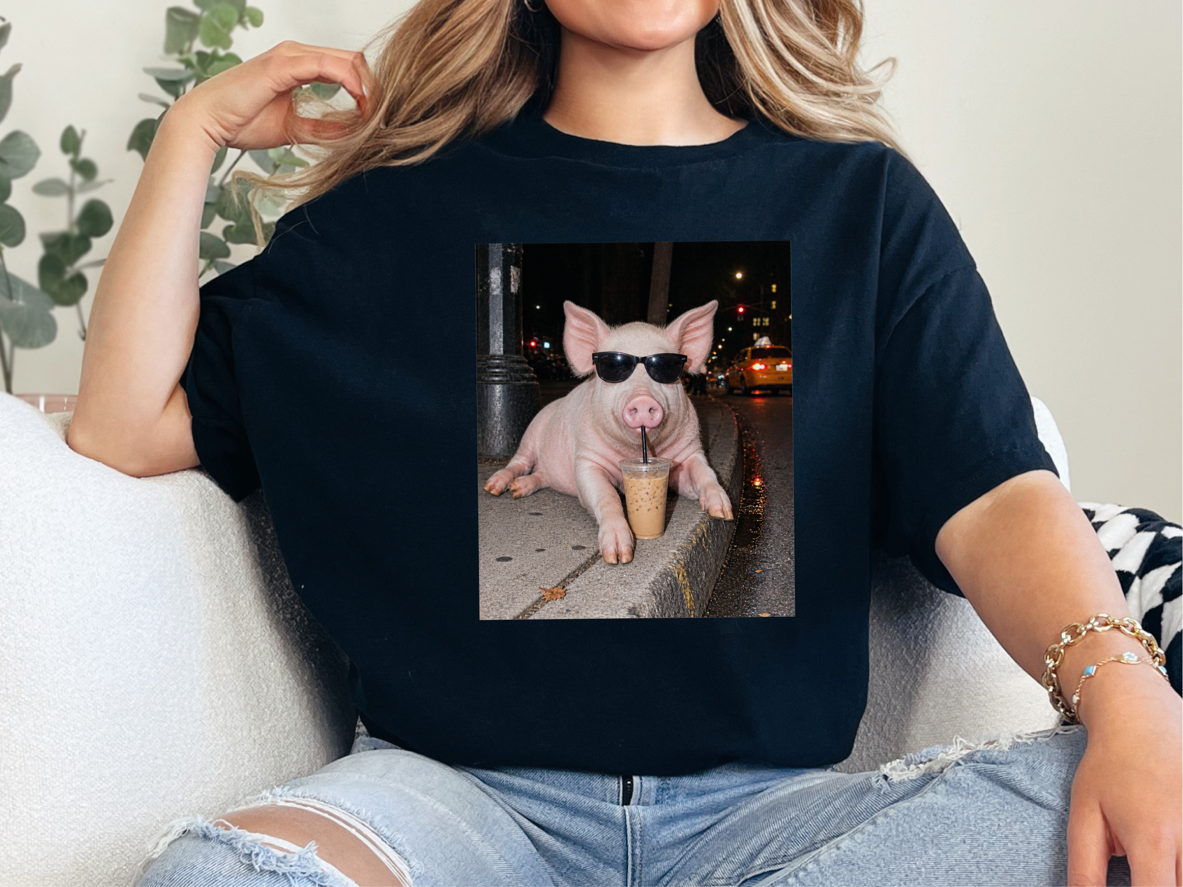 Cool Pig Drinking Iced Coffee funny shirt - photo 4