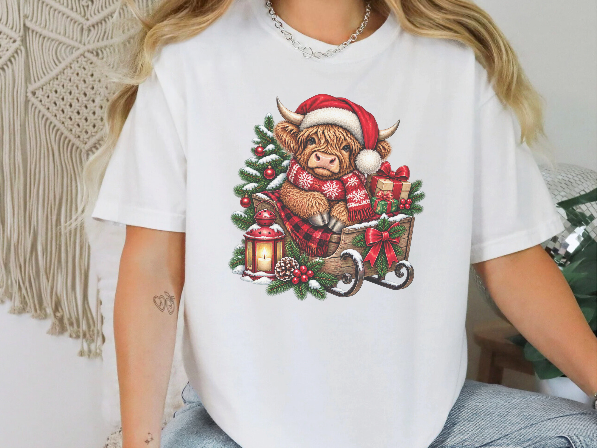Highland Cow Christmas Sleigh