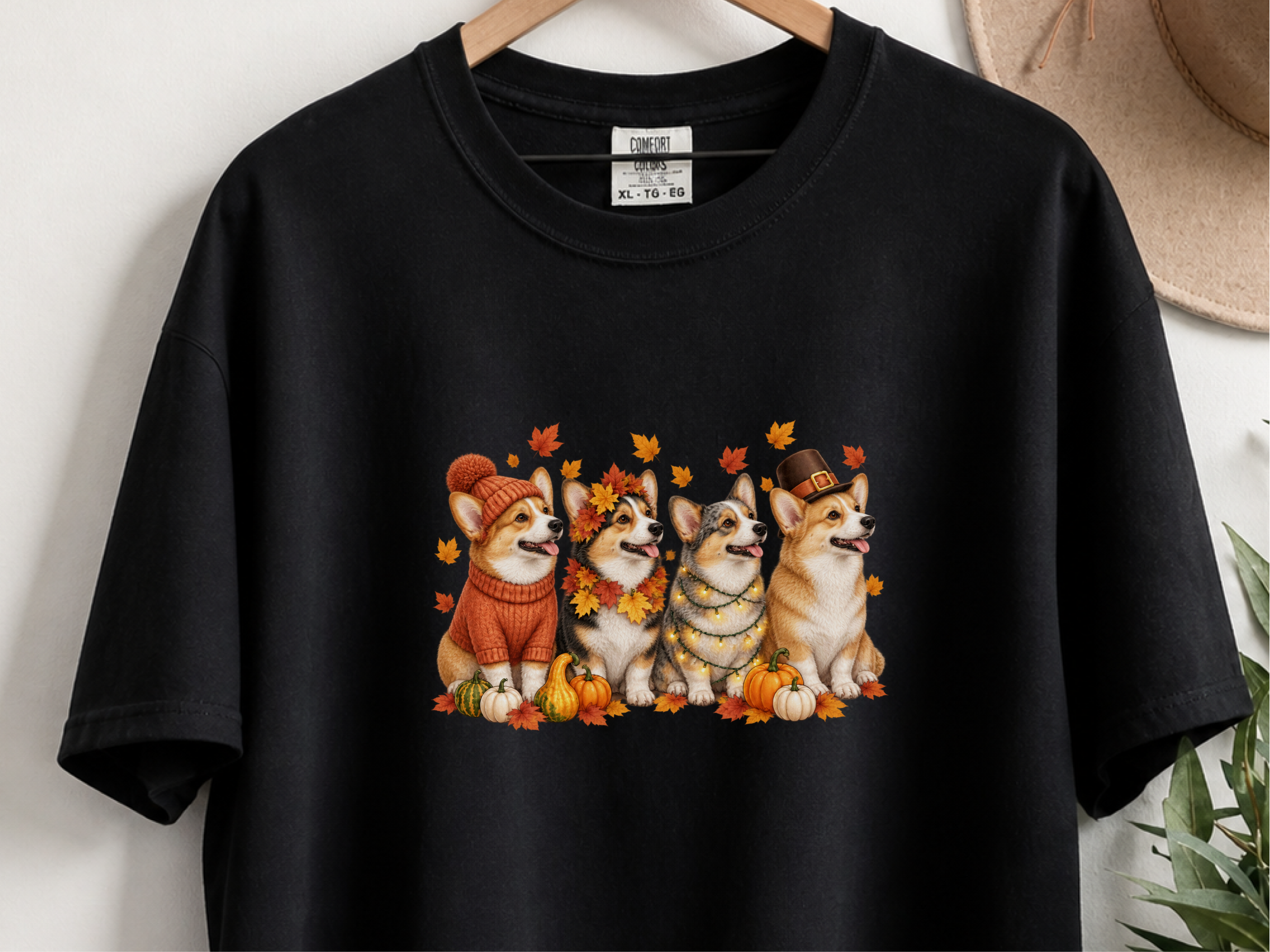 Colorful Autumn Corgi Dogs
