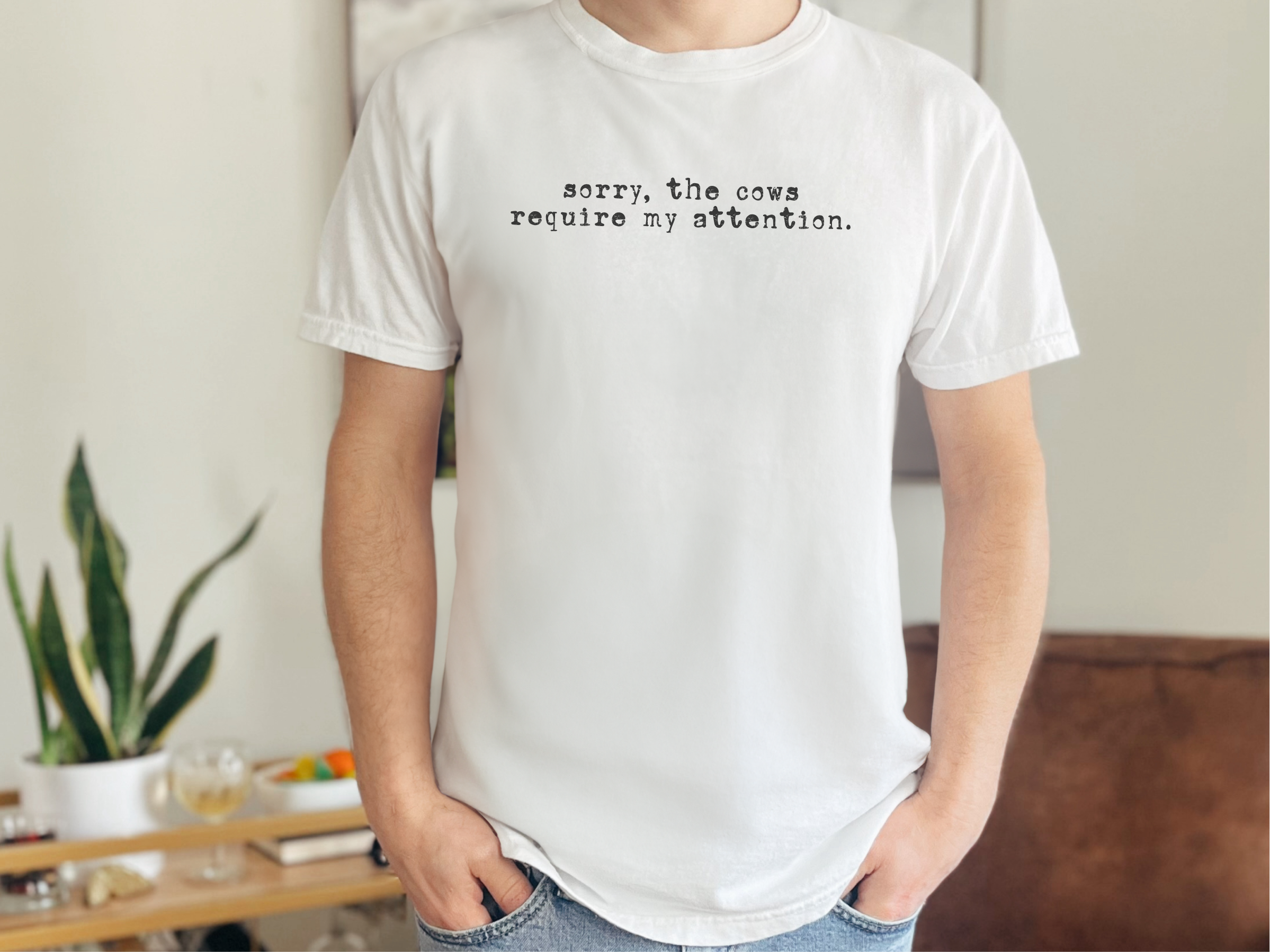 Cows Require My Attention Text funny shirt - photo 4