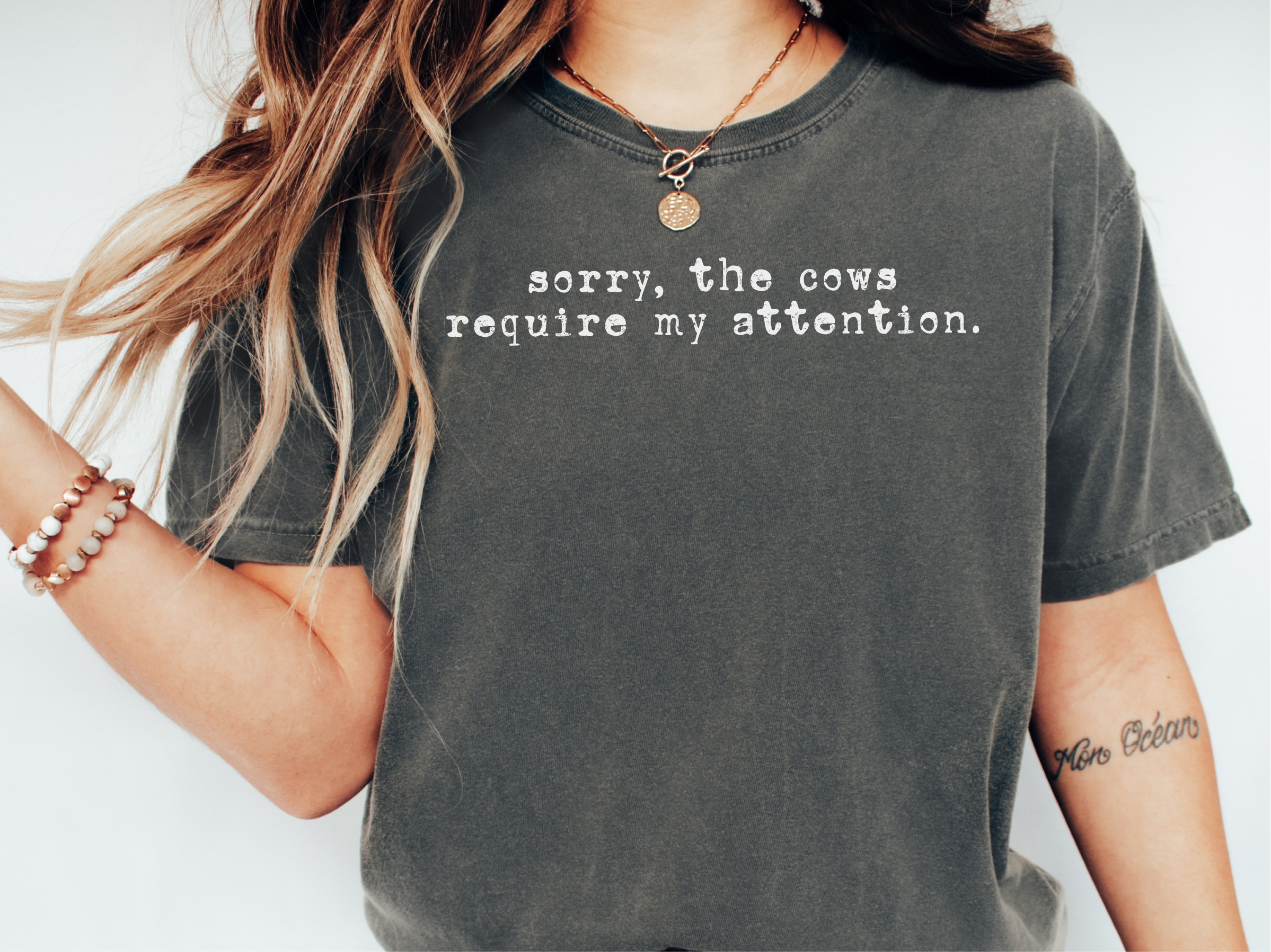 Cows Require My Attention Text funny shirt - photo 2
