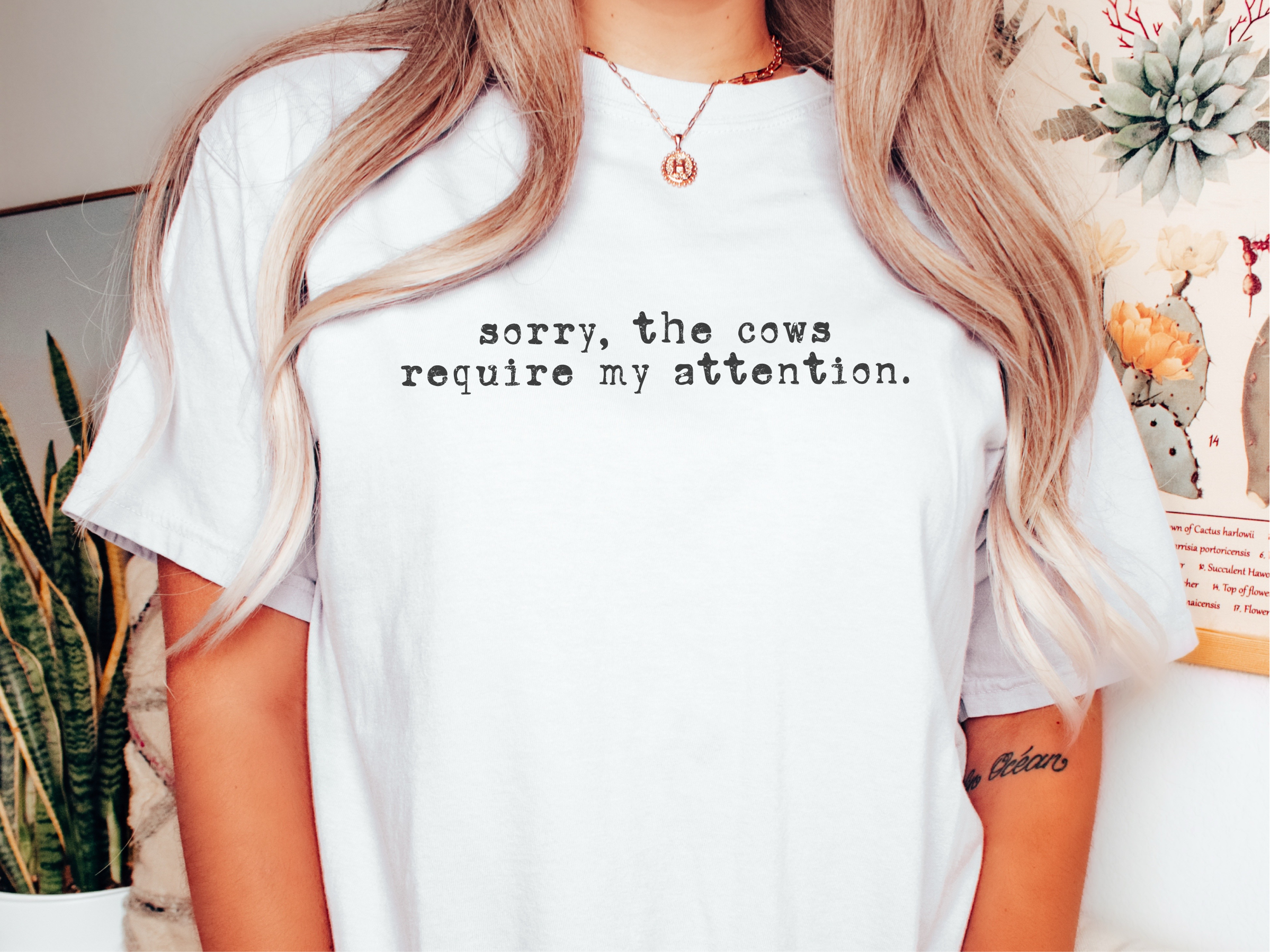 Cows Require My Attention Text funny shirt - photo 1