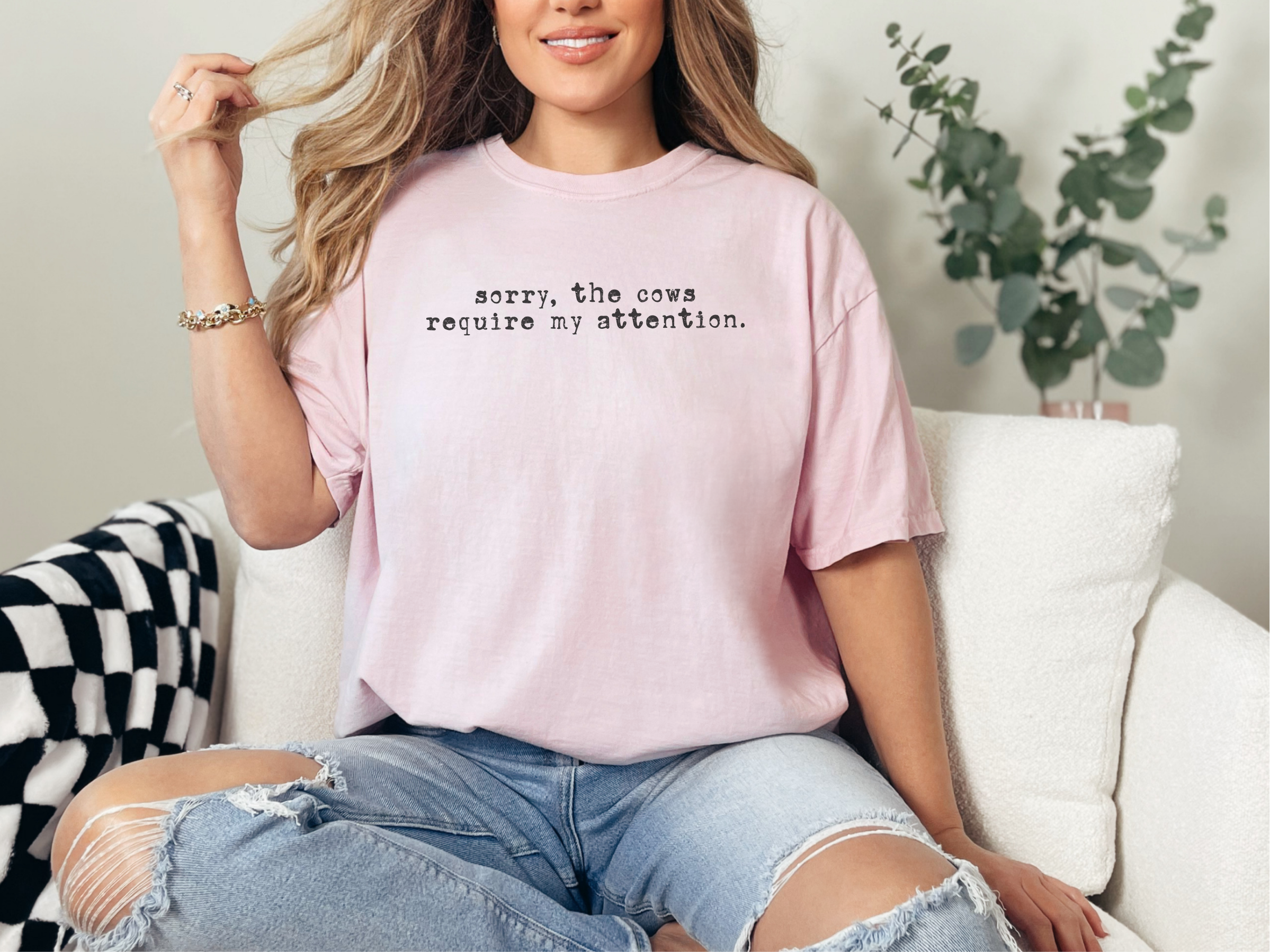 Cows Require My Attention Text funny shirt - photo 7