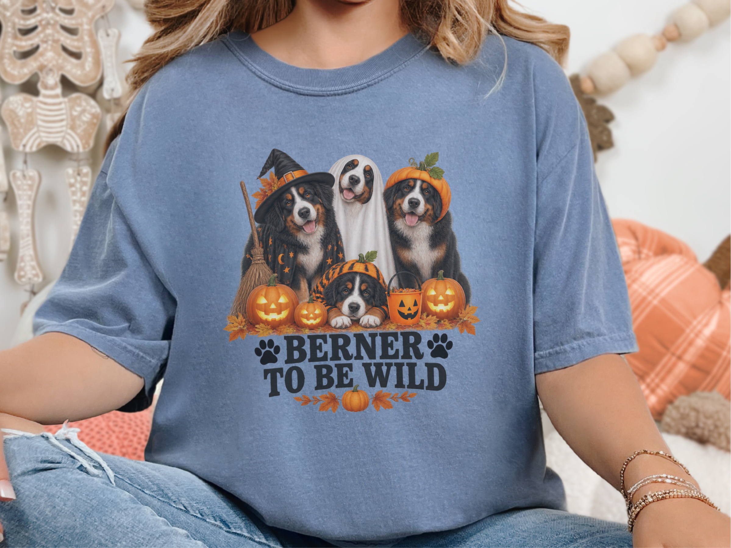 Berner To Be Wild Halloween Dogs doodle dog shirt - photo 7