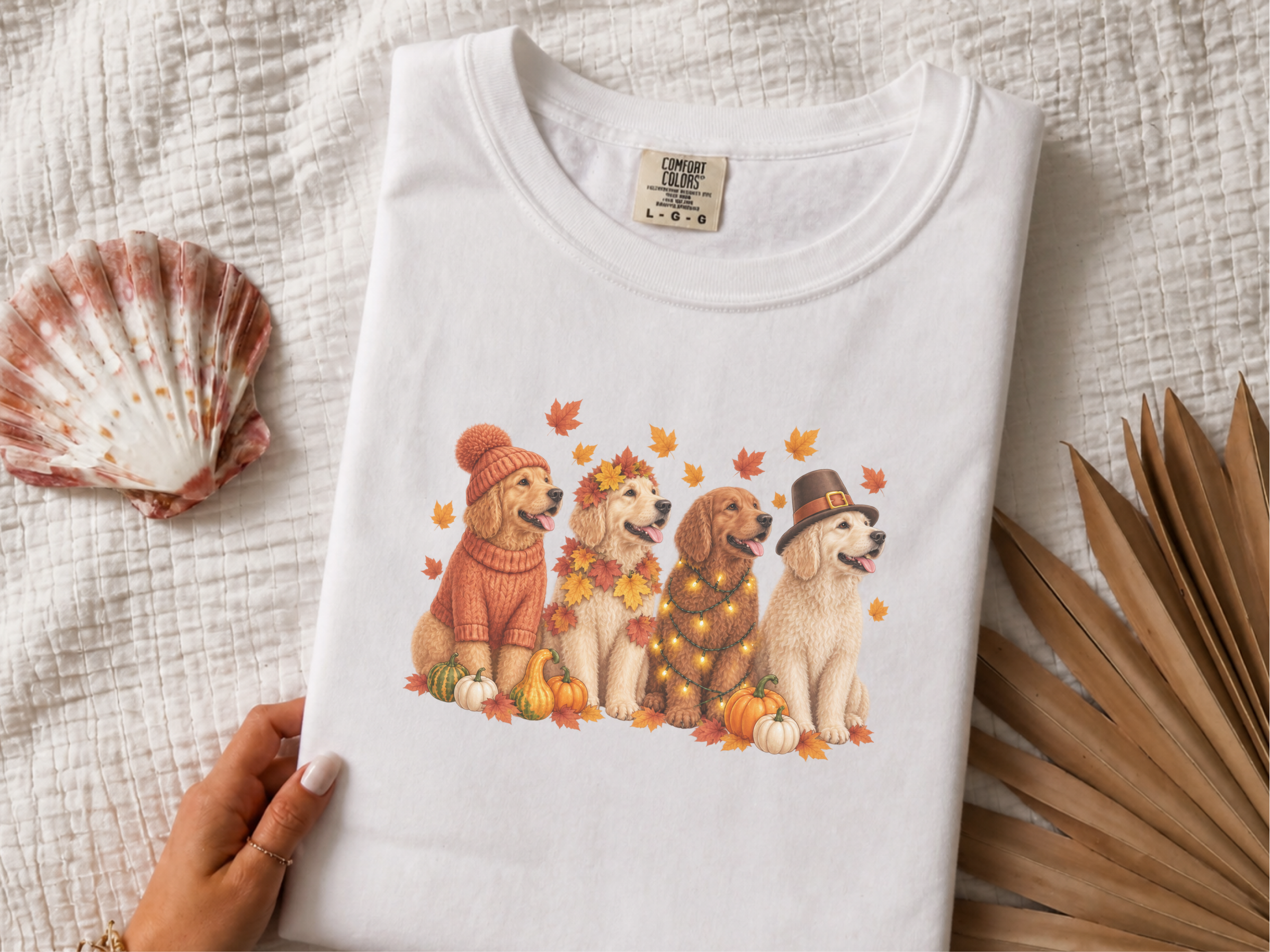 Festive Autumn Golden Retrievers