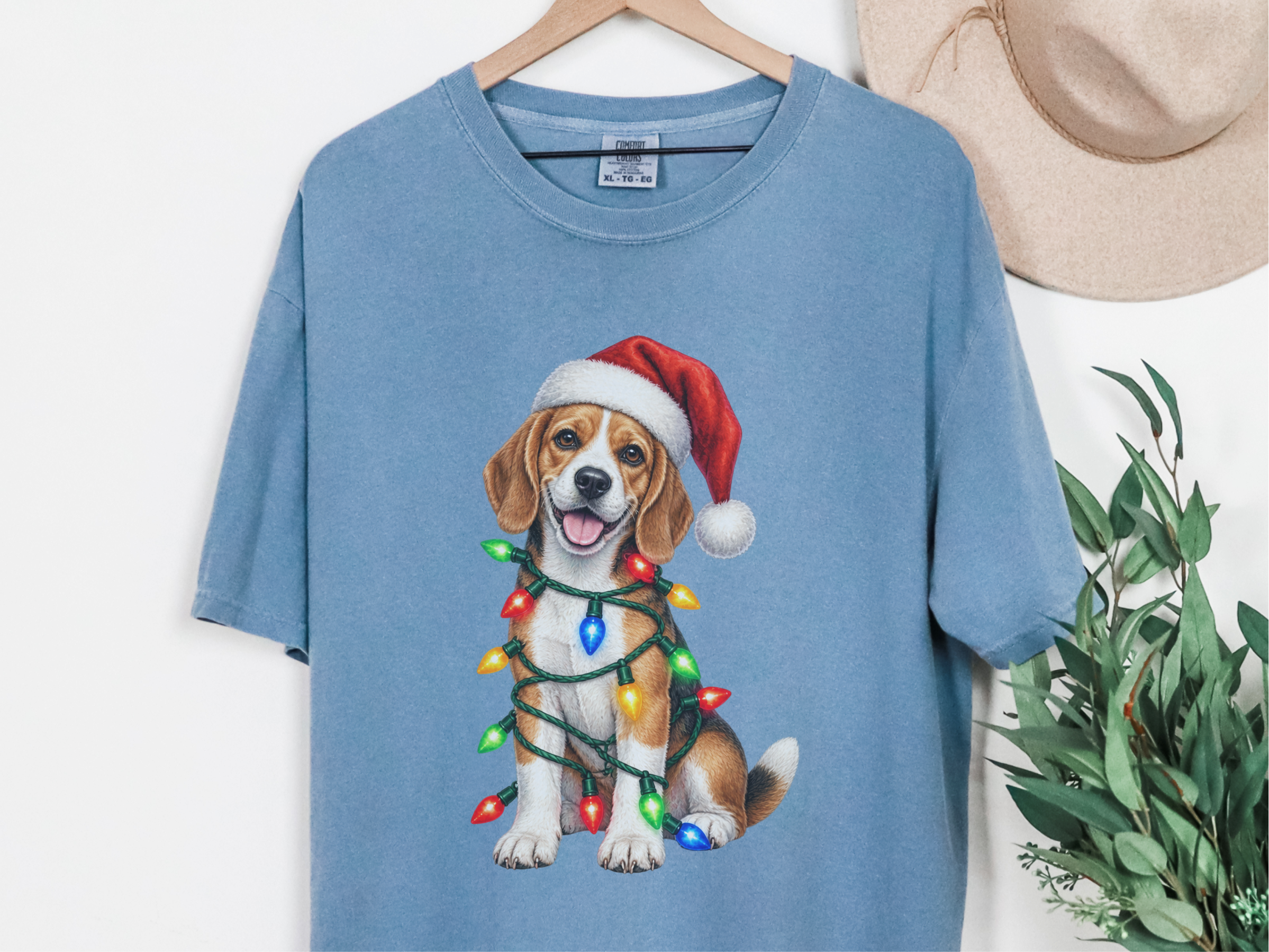 Beagle Christmas Lights Santa doodle dog shirt - photo 8