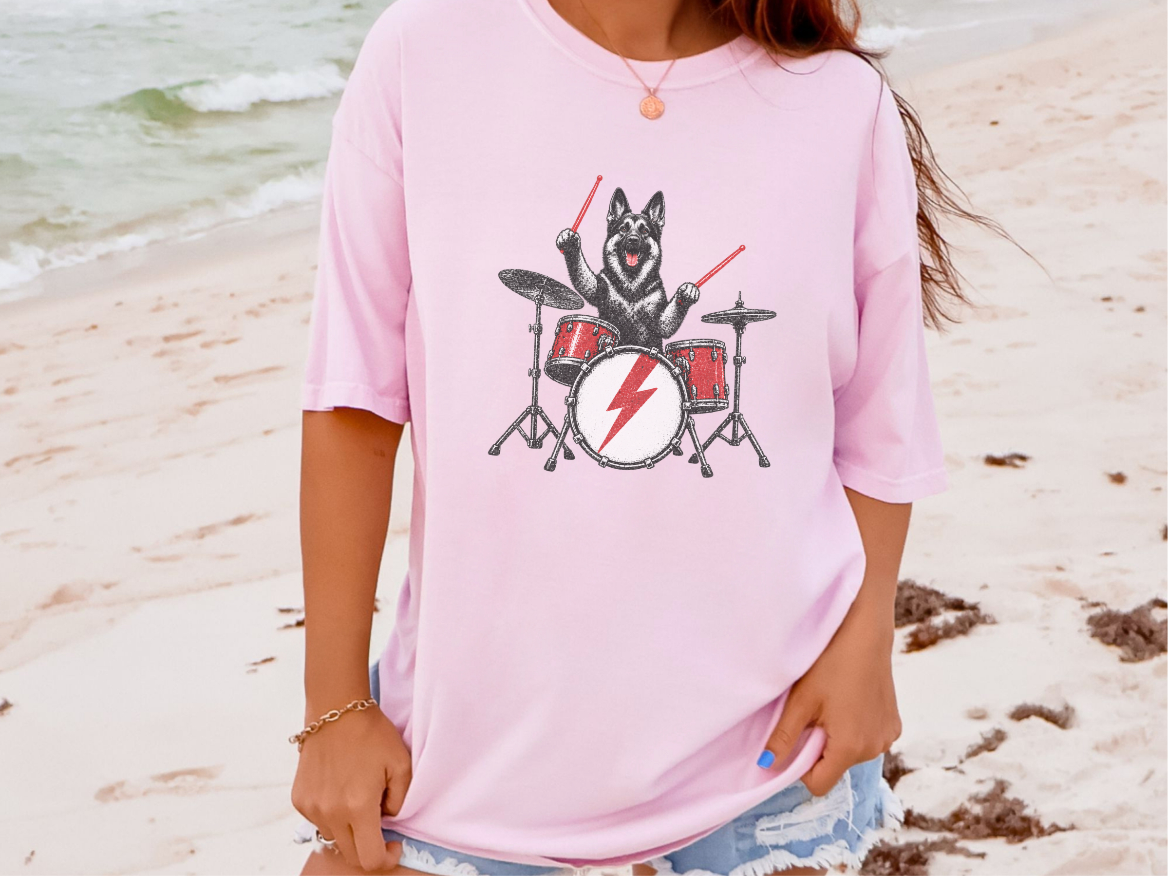 German Shepherd Rock Drummer doodle dog shirt - photo 5