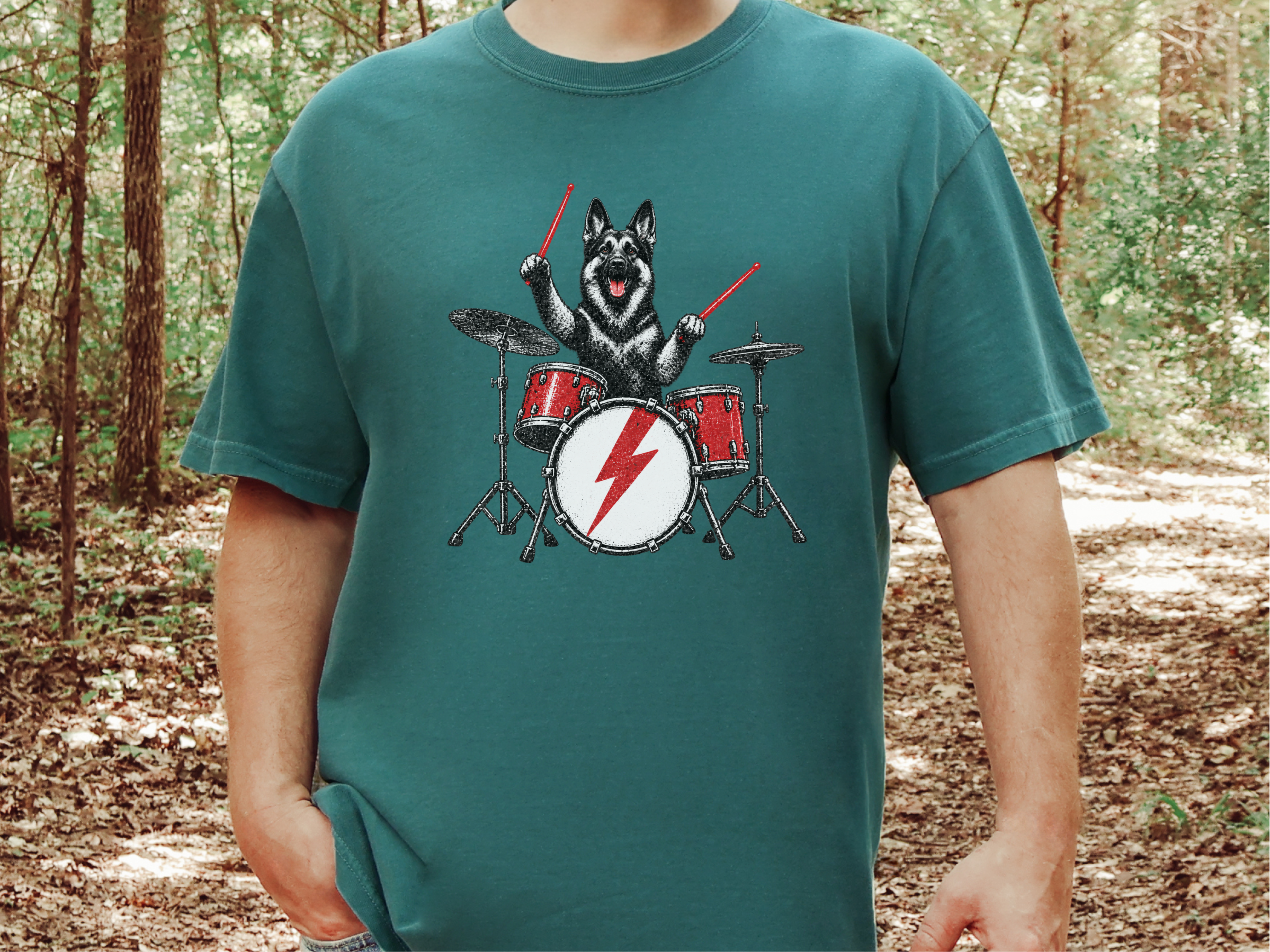 German Shepherd Rock Drummer doodle dog shirt - photo 8