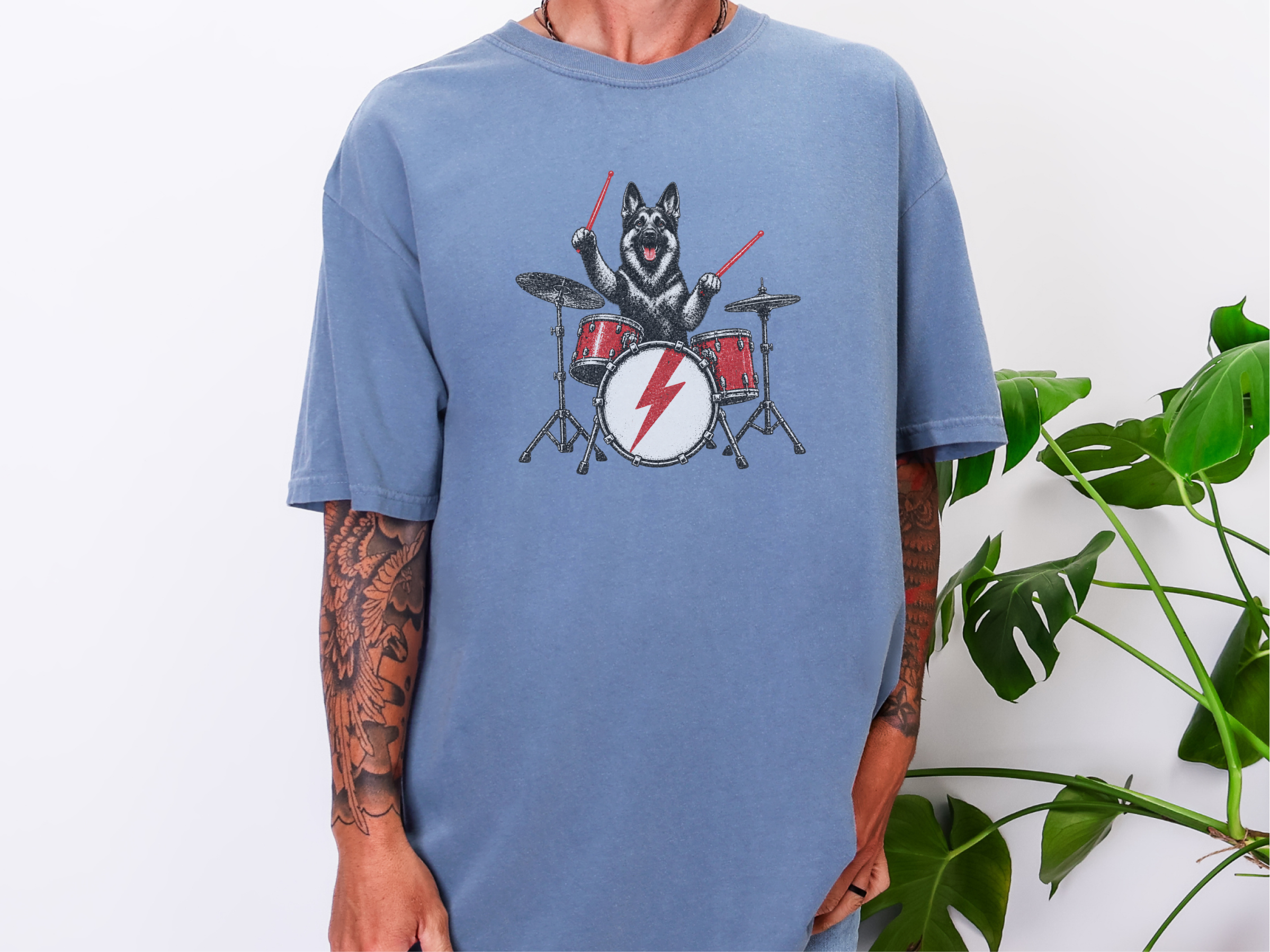 German Shepherd Rock Drummer doodle dog shirt - photo 7