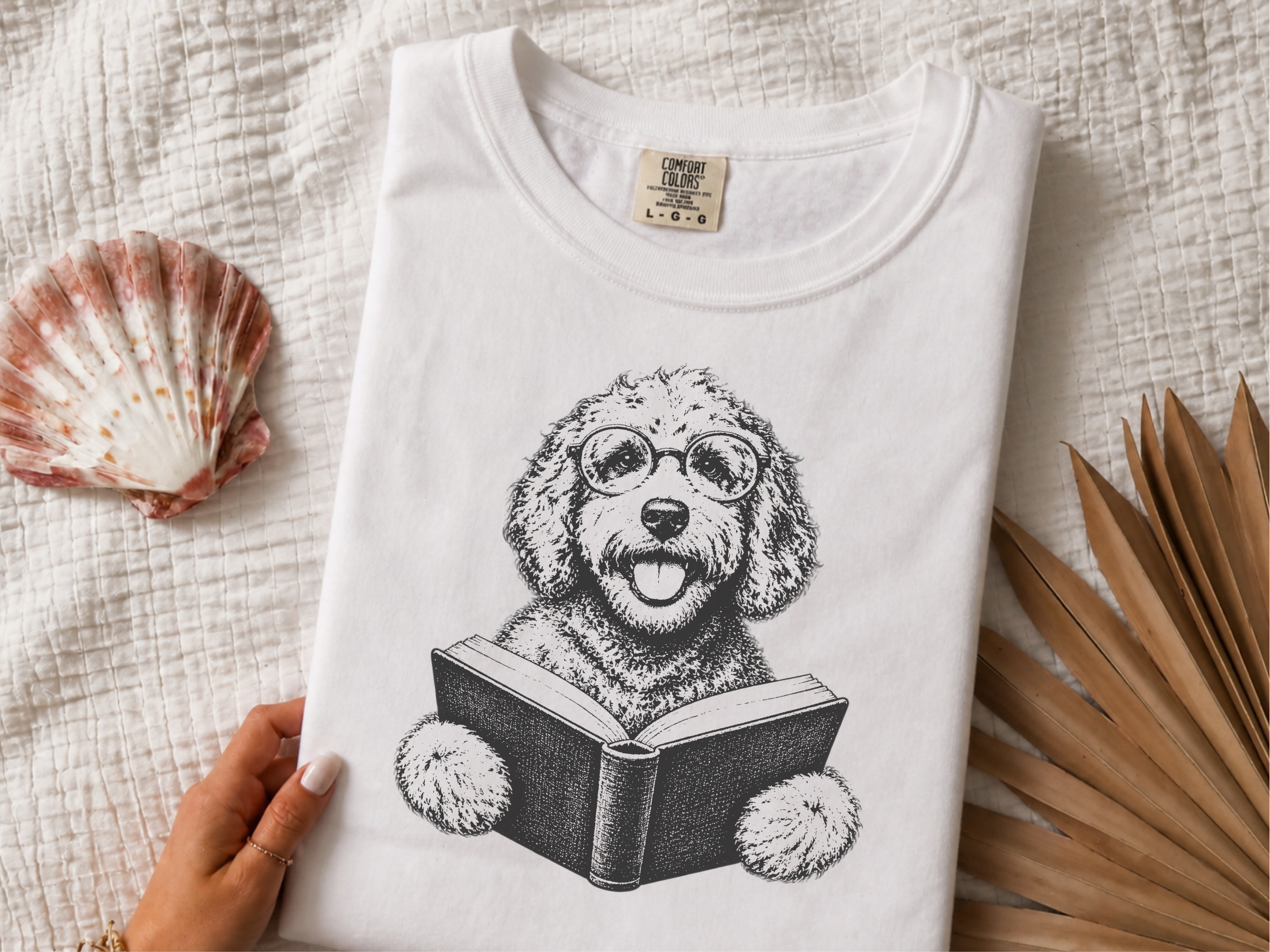Reading Doodle Dog Open Mouth Round Glasses doodle dog shirt - photo 2