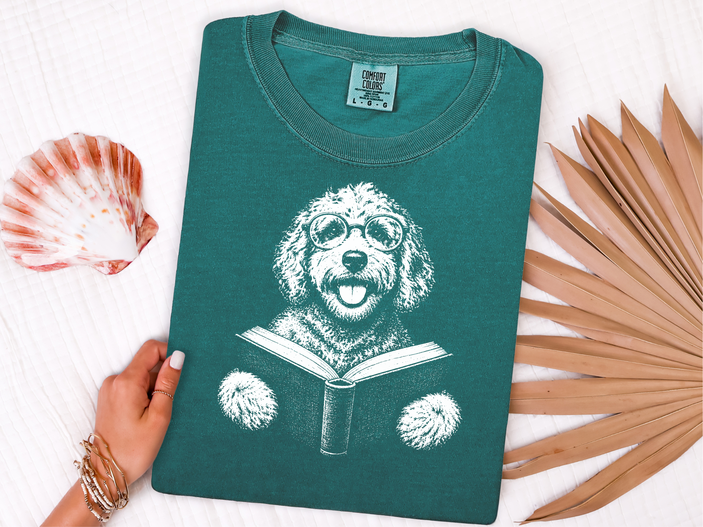 Reading Doodle Dog Open Mouth Round Glasses doodle dog shirt - photo 8