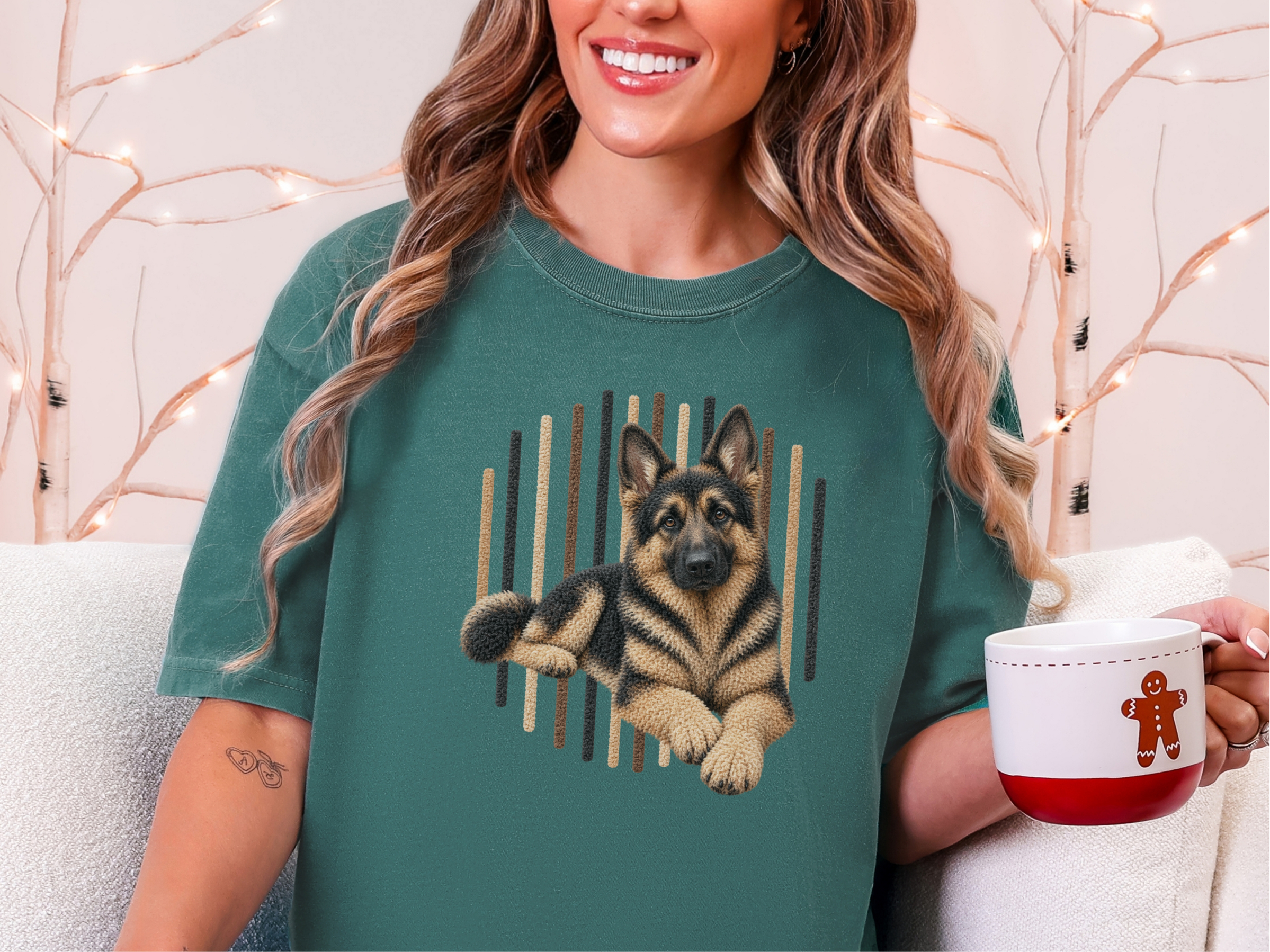 German Shepherd Textured Vertical Stripes doodle dog shirt - photo 8