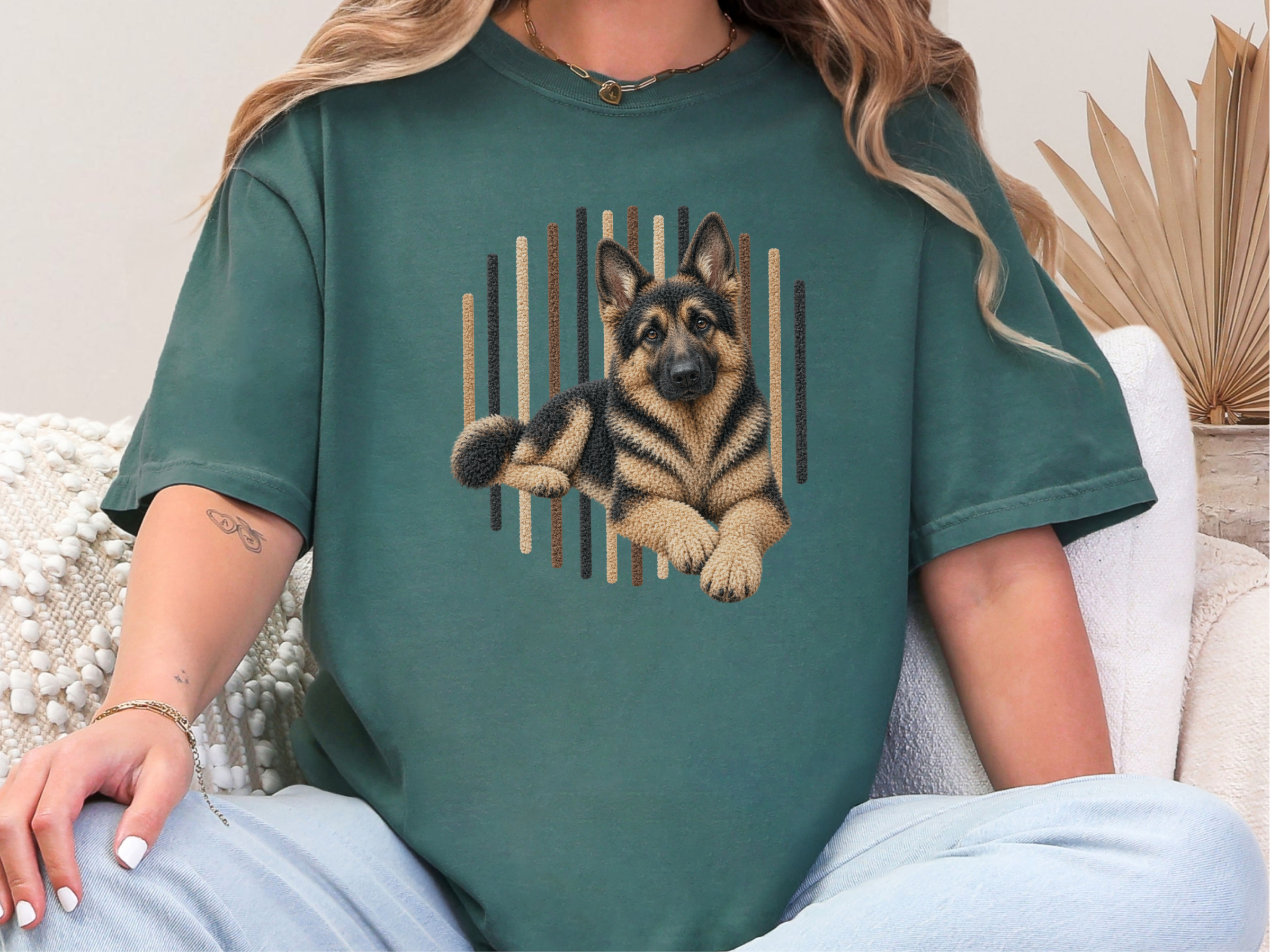 German Shepherd Textured Vertical Stripes doodle dog shirt - photo 7