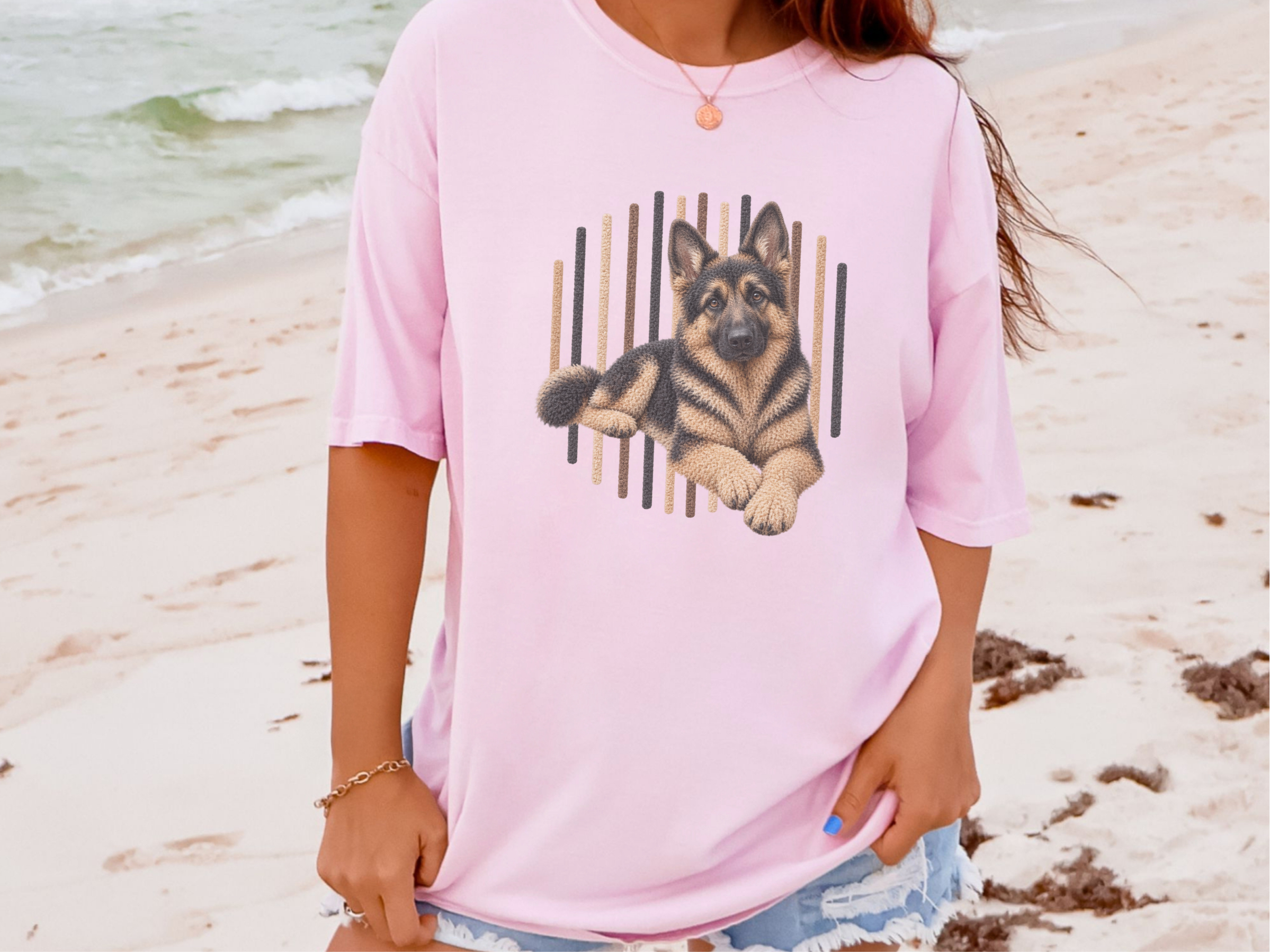 German Shepherd Textured Vertical Stripes doodle dog shirt - photo 5