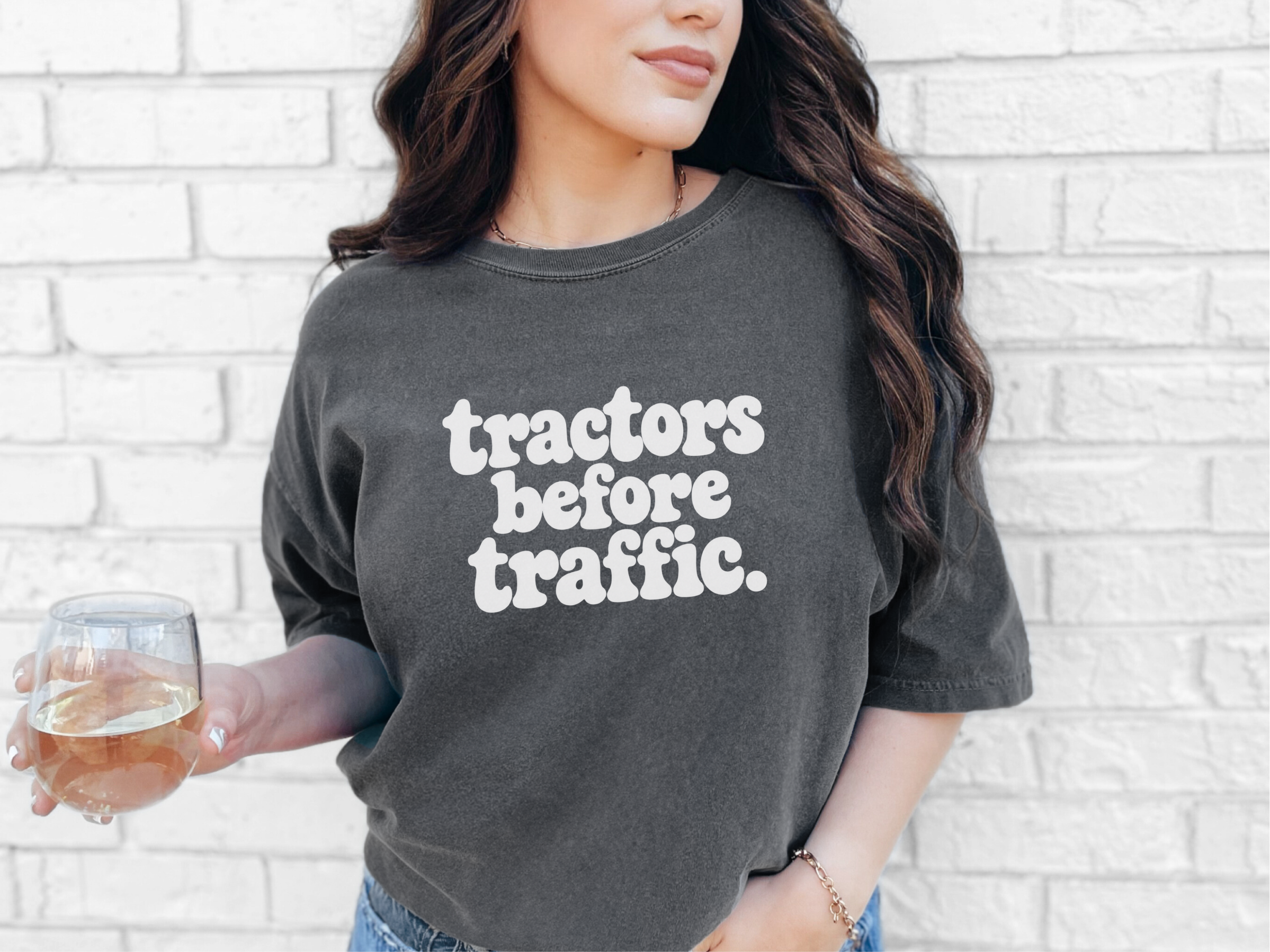 Tractors Before Traffic Lettering funny shirt - photo 4