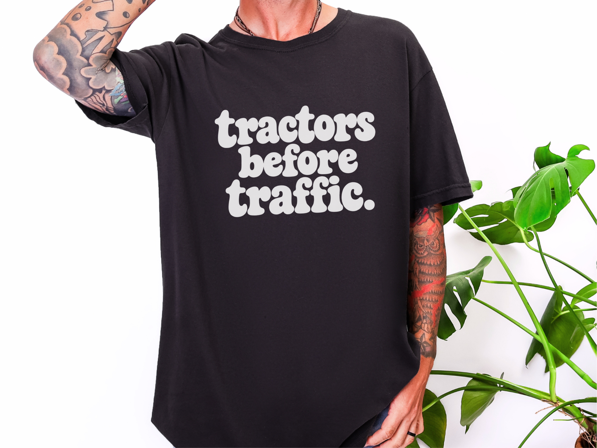 Tractors Before Traffic Lettering funny shirt - photo 2