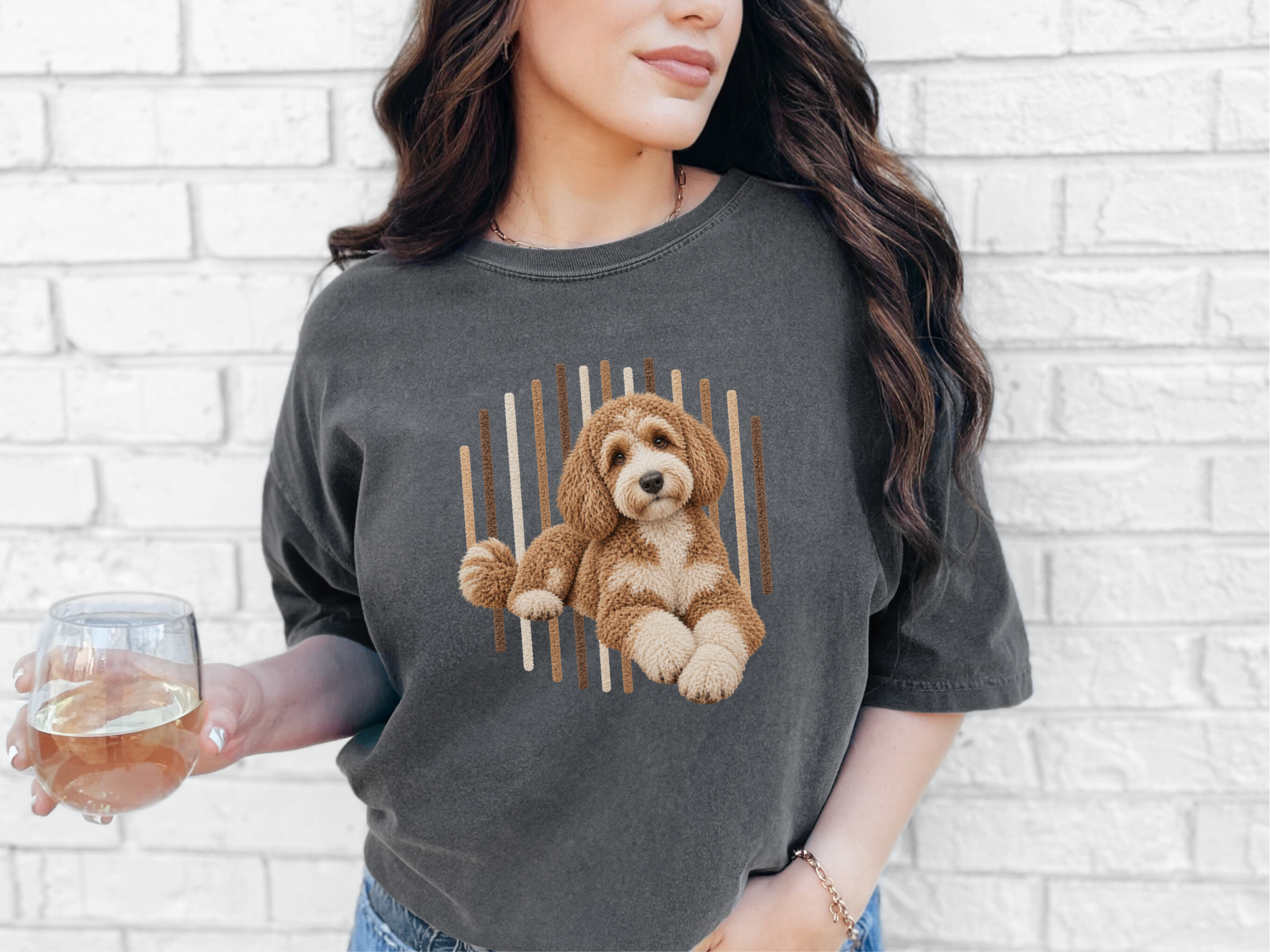 Goldendoodle Fuzzy Stripe Portrait doodle dog shirt - photo 6