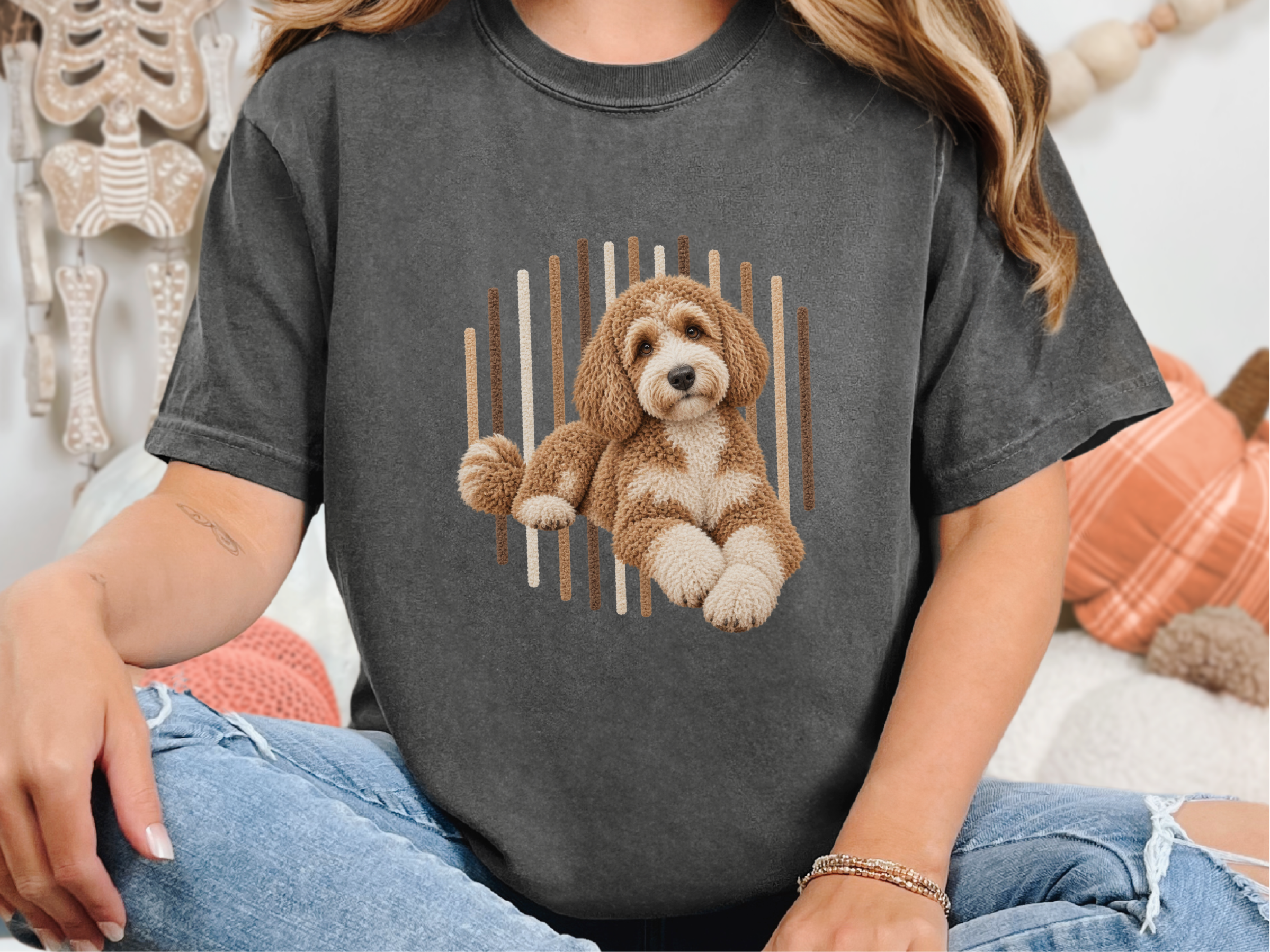 Goldendoodle Fuzzy Stripe Portrait doodle dog shirt - photo 4