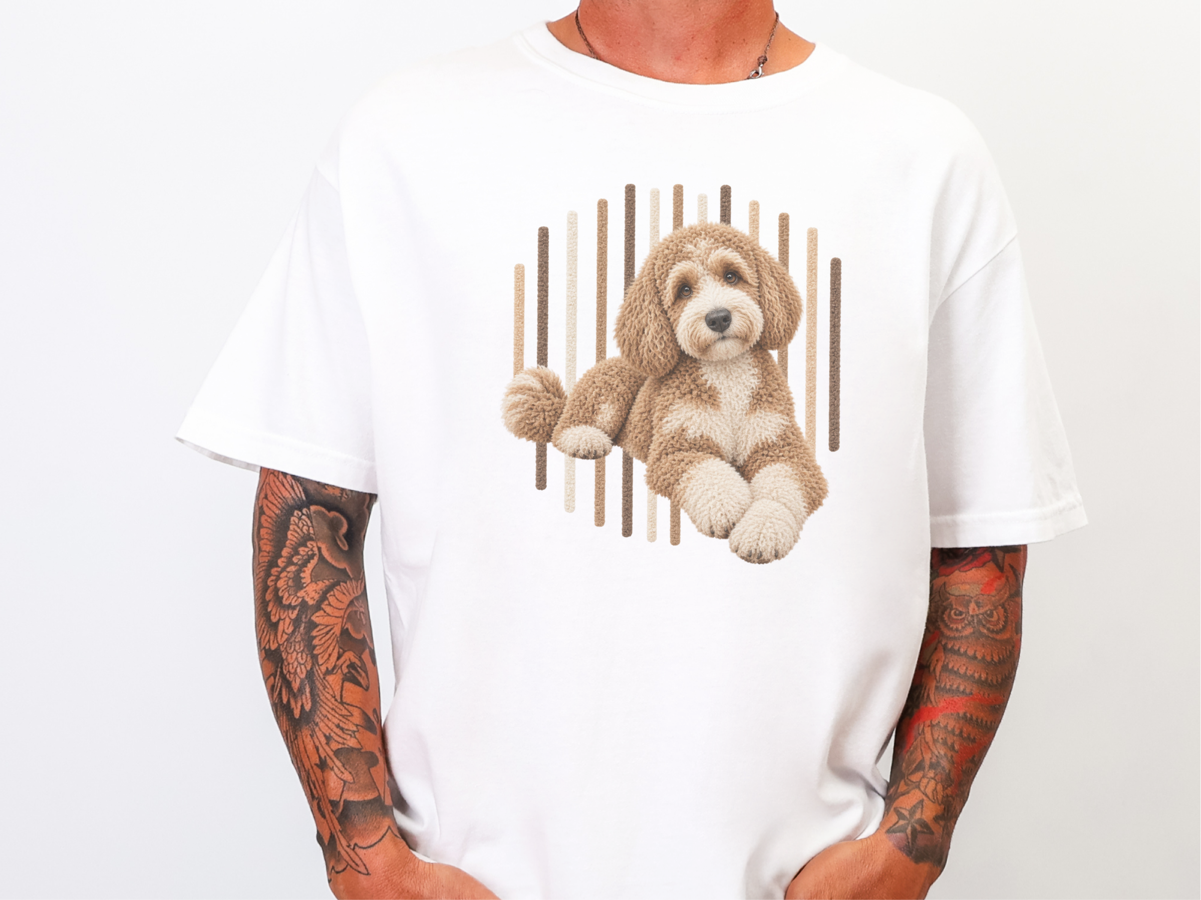Goldendoodle Fuzzy Stripe Portrait doodle dog shirt - photo 1