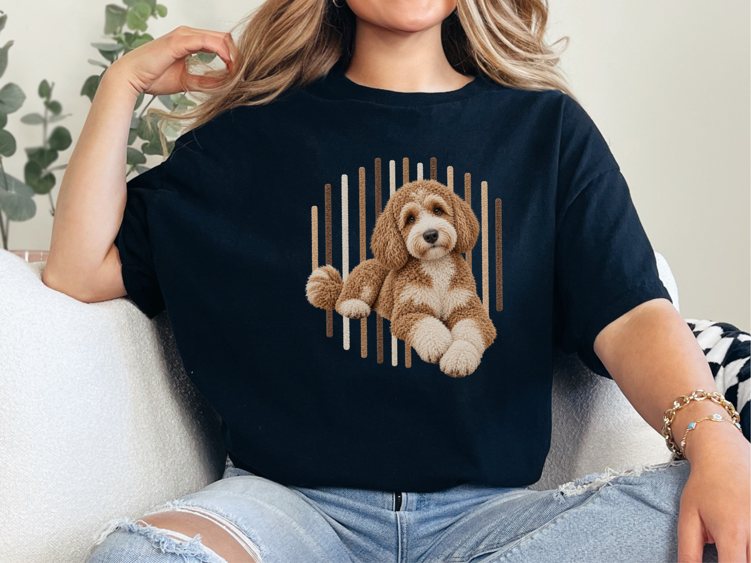 Goldendoodle Fuzzy Stripe Portrait doodle dog shirt - photo 2