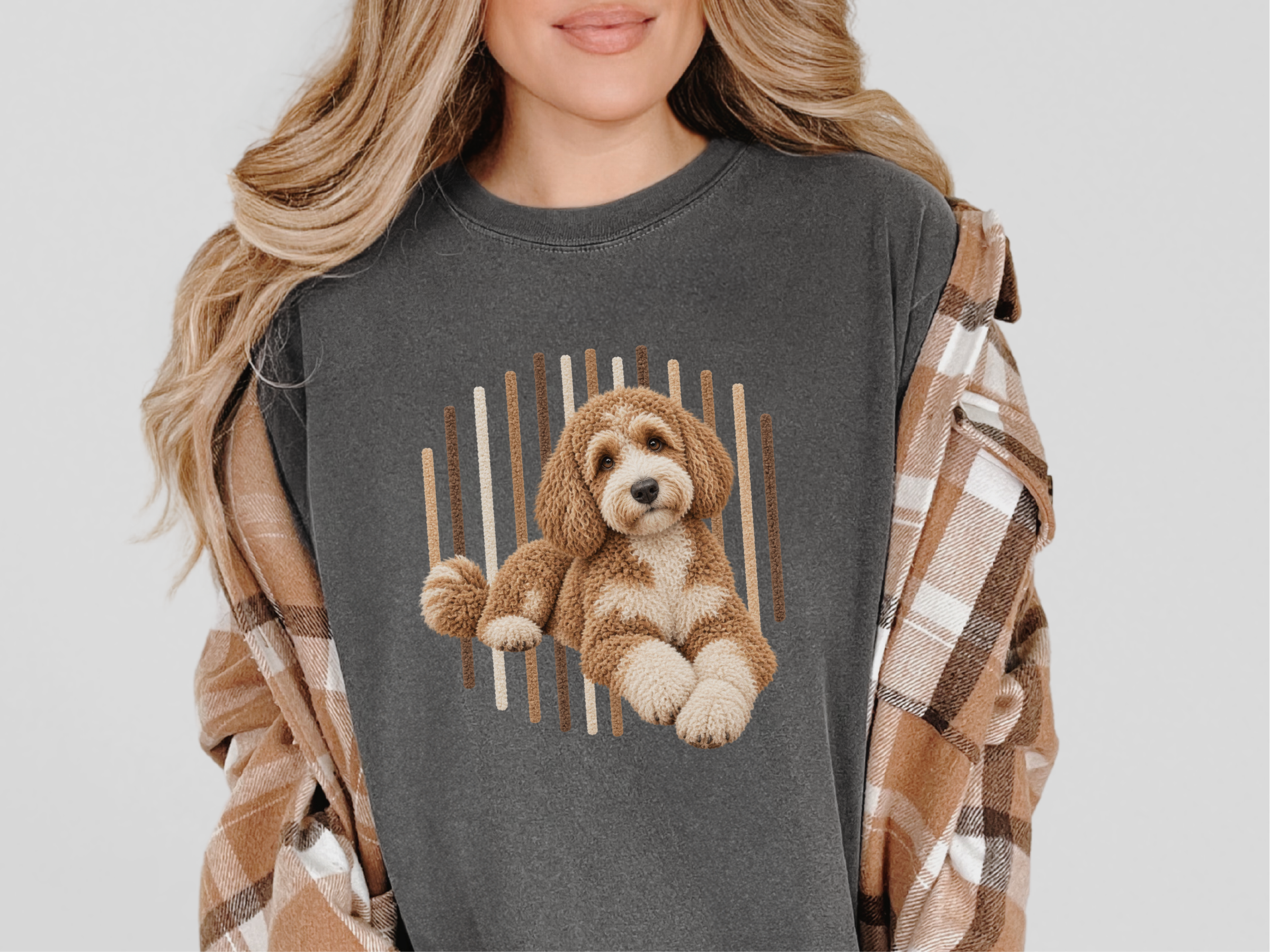 Goldendoodle Fuzzy Stripe Portrait doodle dog shirt - photo 5