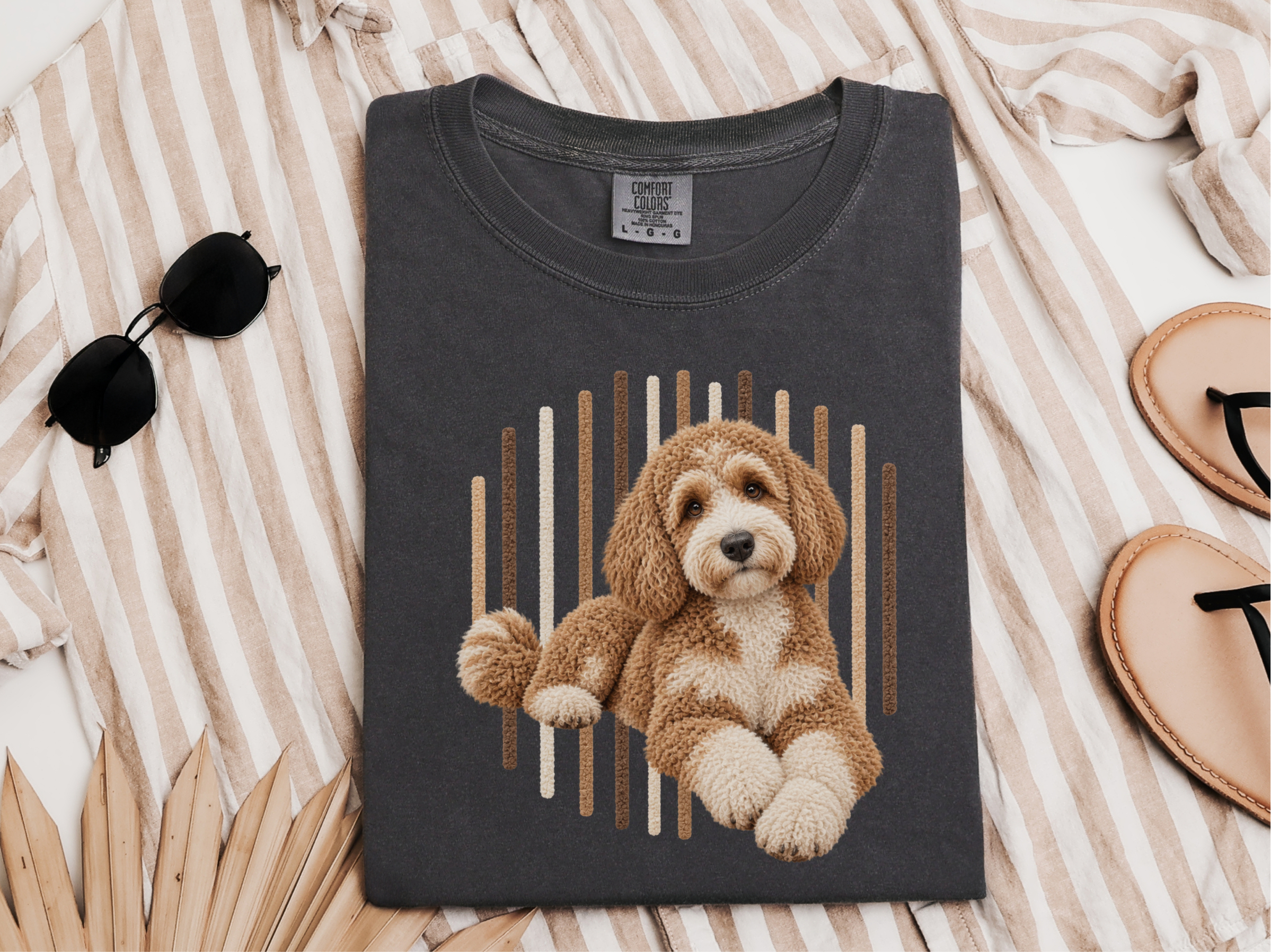 Goldendoodle Fuzzy Stripe Portrait doodle dog shirt - photo 3