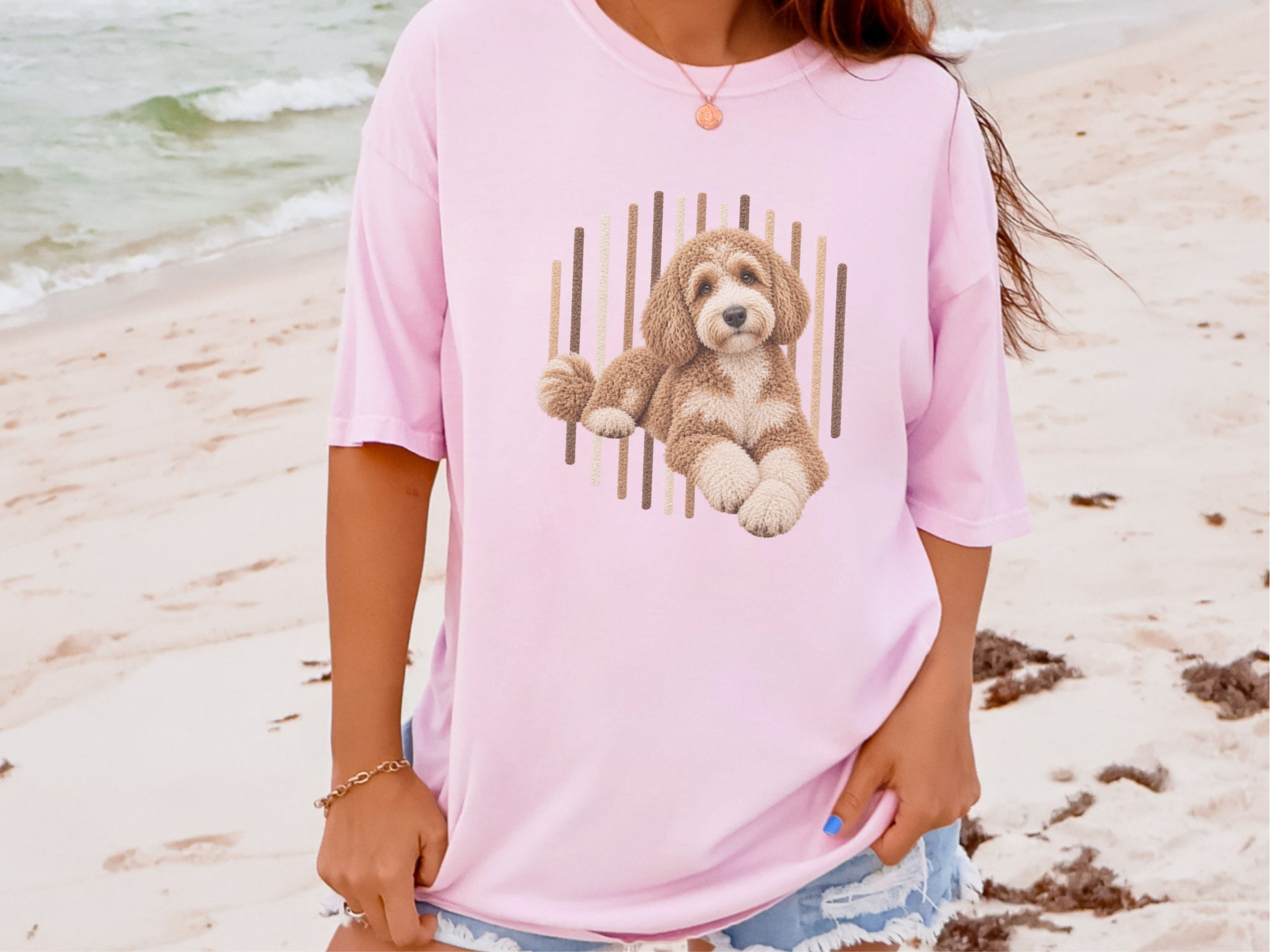 Goldendoodle Fuzzy Stripe Portrait doodle dog shirt - photo 7