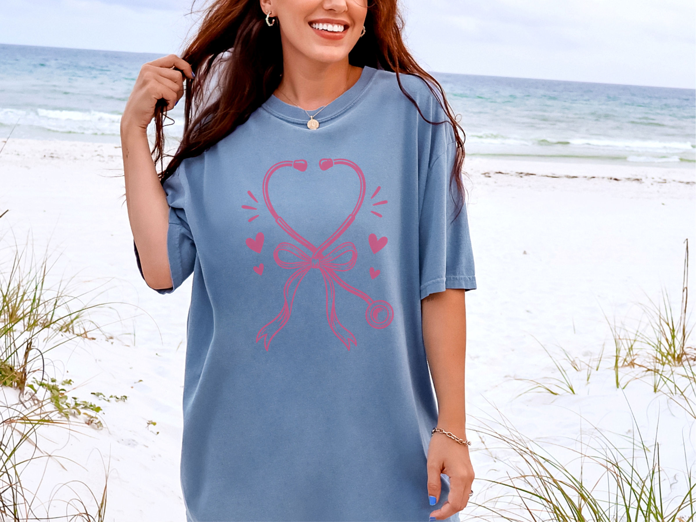 Pink Stethoscope Ribbon Heart funny shirt - photo 8