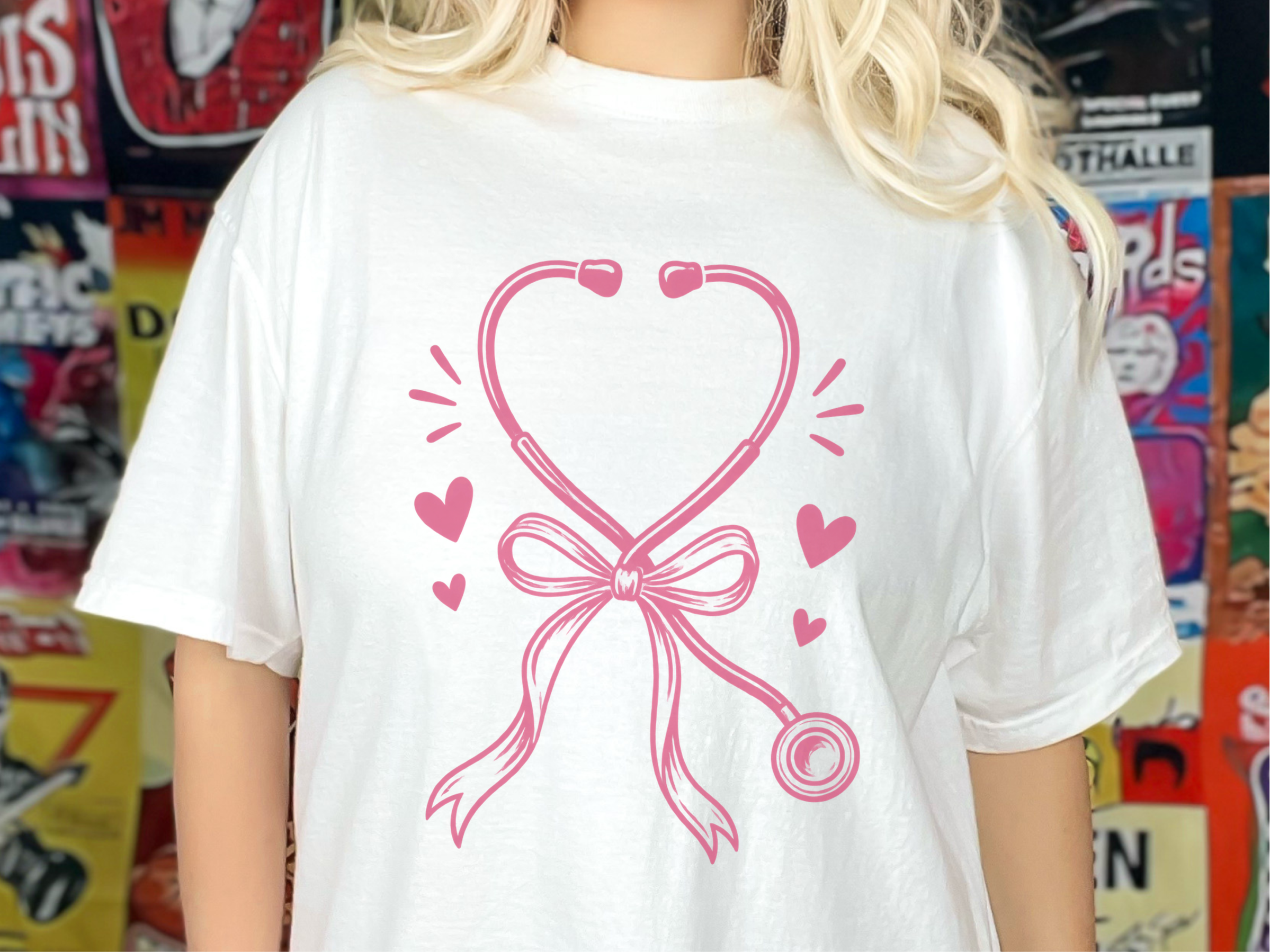 Pink Stethoscope Ribbon Heart funny shirt - photo 1