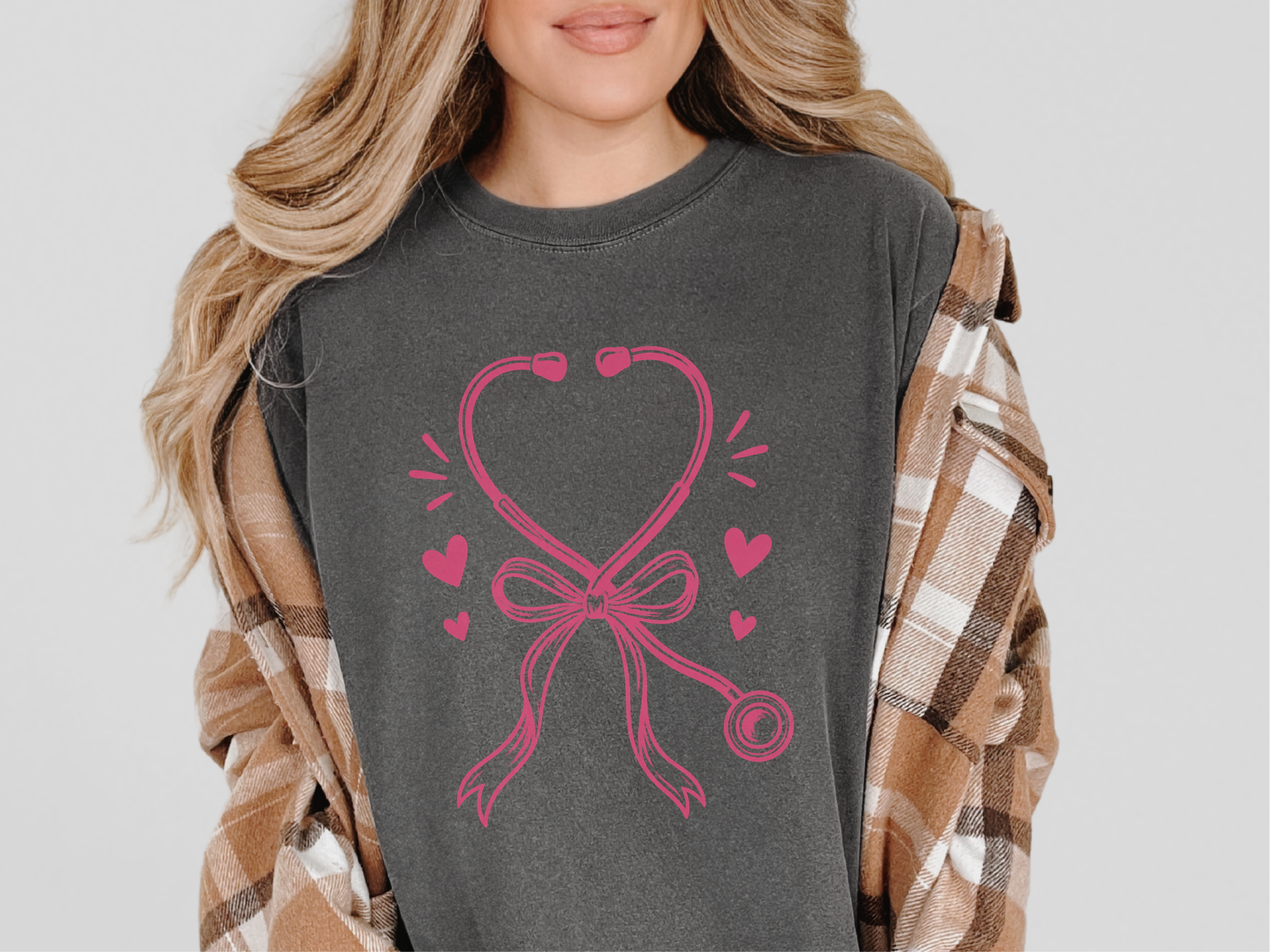 Pink Stethoscope Ribbon Heart funny shirt - photo 6