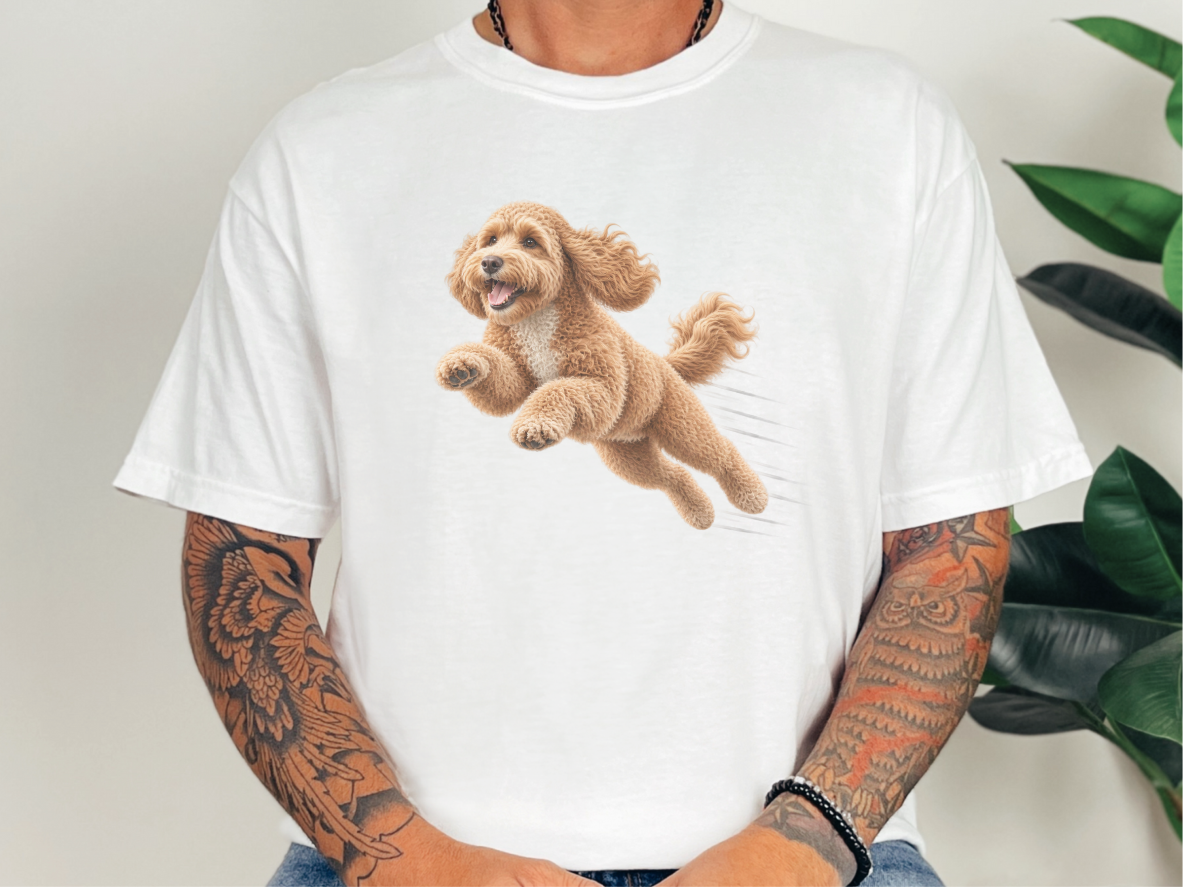 Jumping Cockapoo Speed Lines doodle dog shirt - photo 1