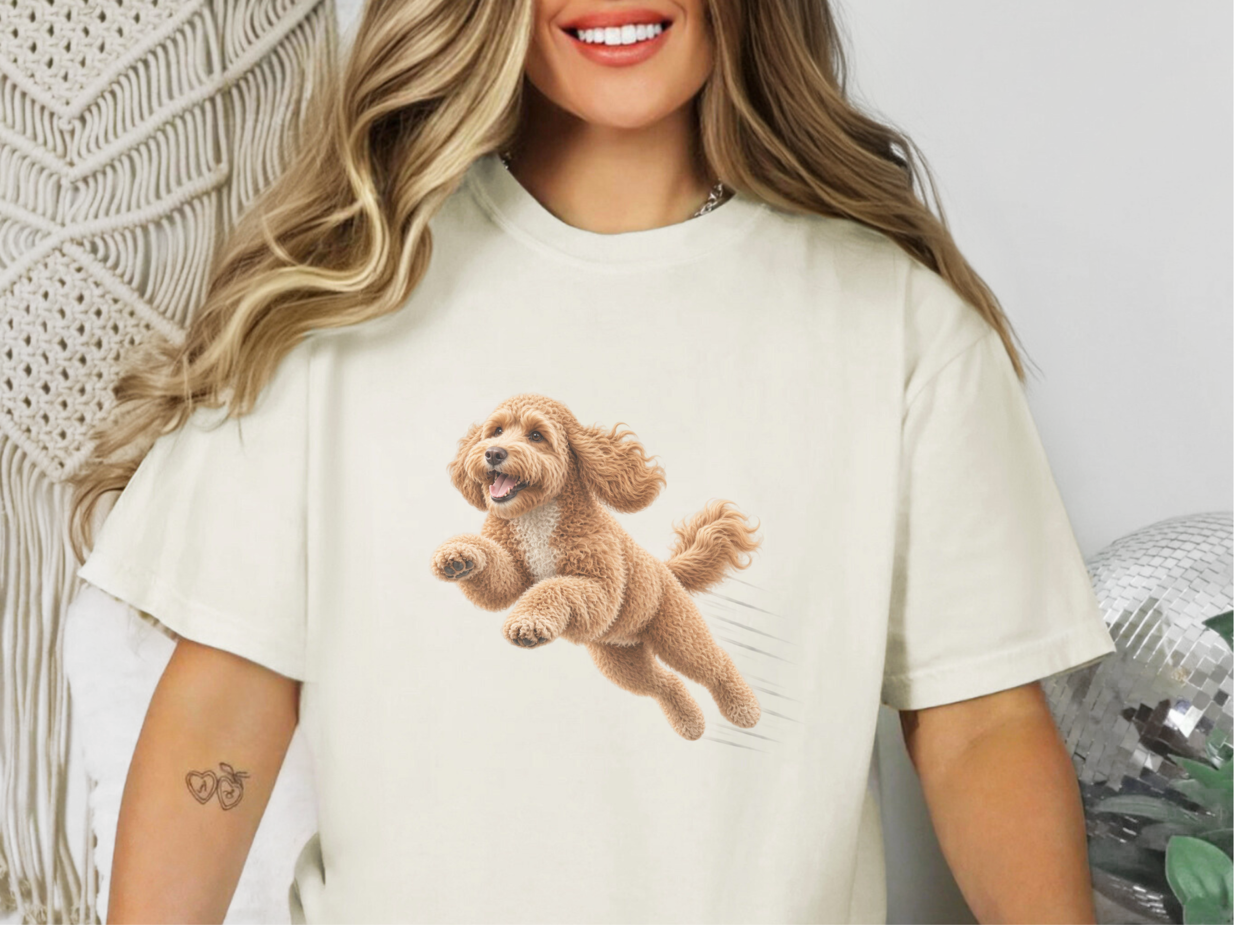 Jumping Cockapoo Speed Lines doodle dog shirt - photo 8