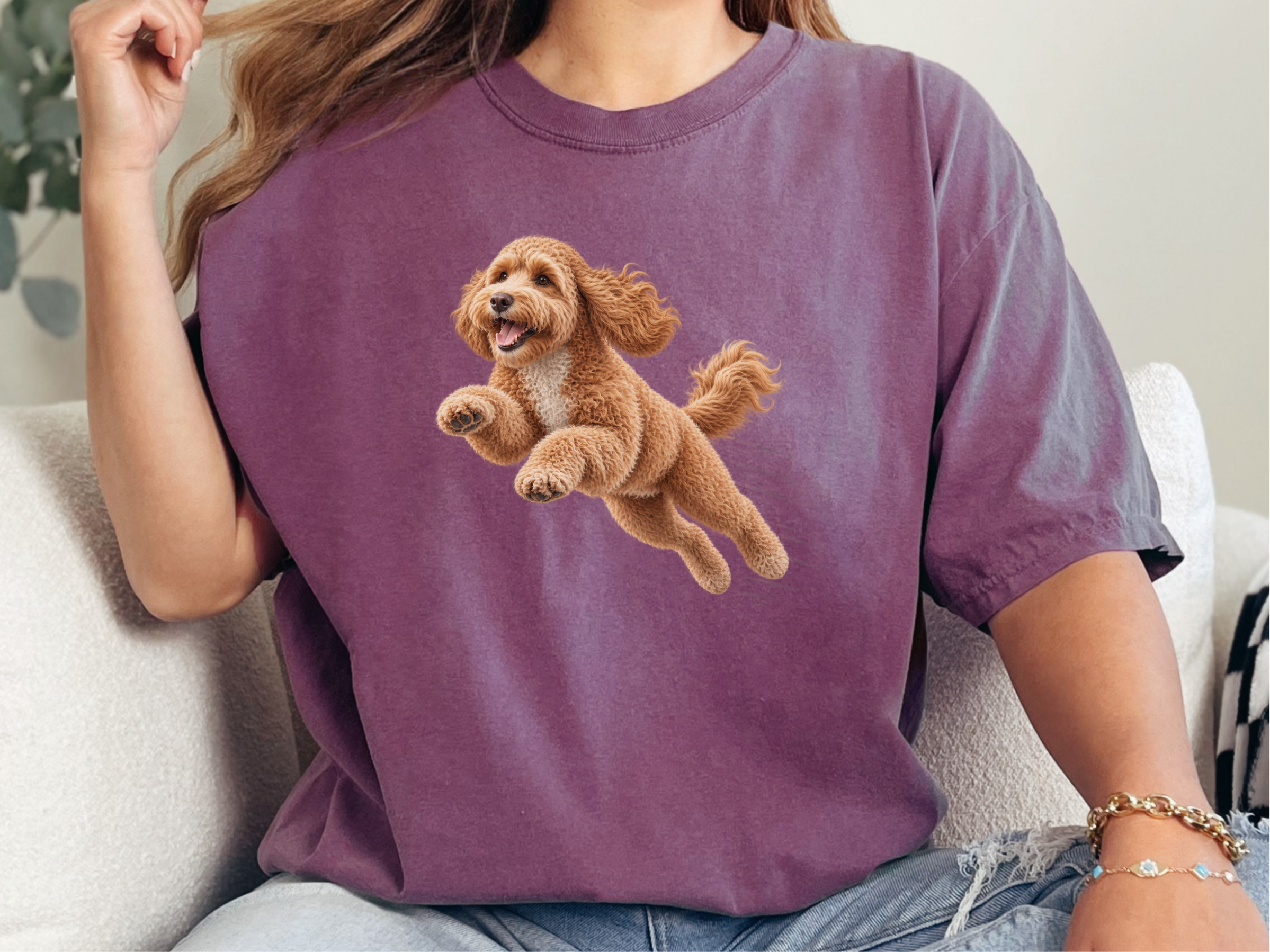 Jumping Cockapoo Speed Lines doodle dog shirt - photo 6
