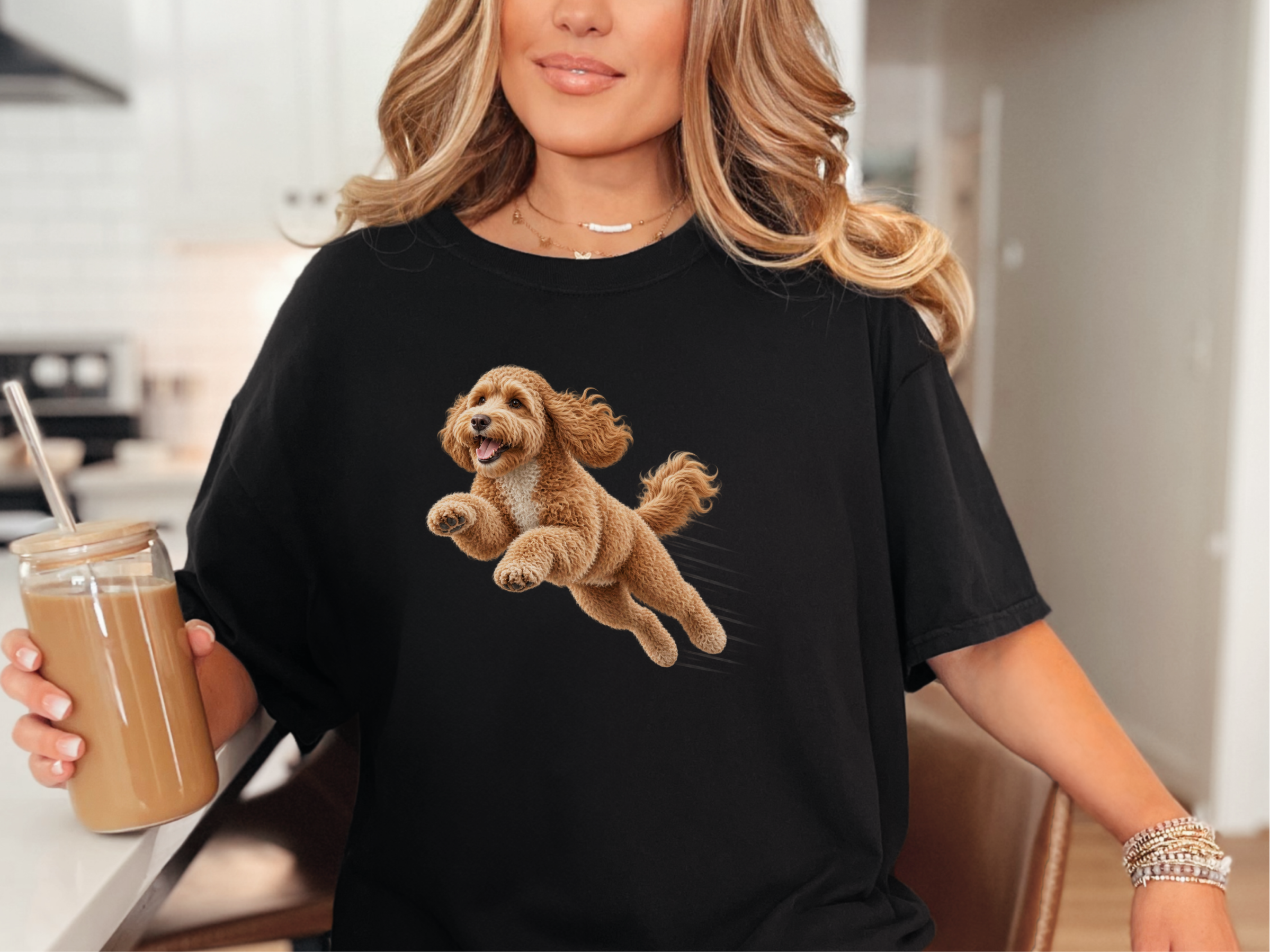 Jumping Cockapoo Speed Lines doodle dog shirt - photo 3