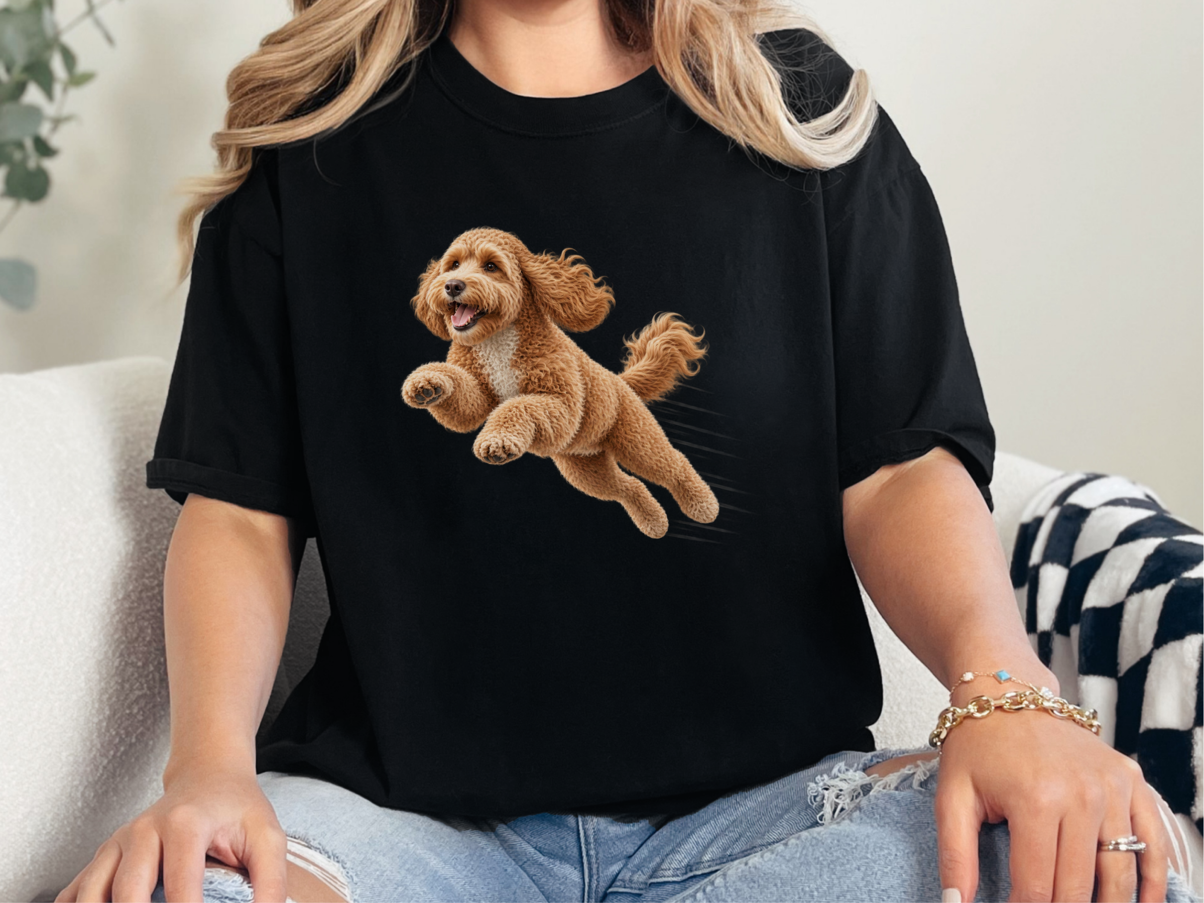 Jumping Cockapoo Speed Lines Shirt - Doodle Lover Pet Owner Gift