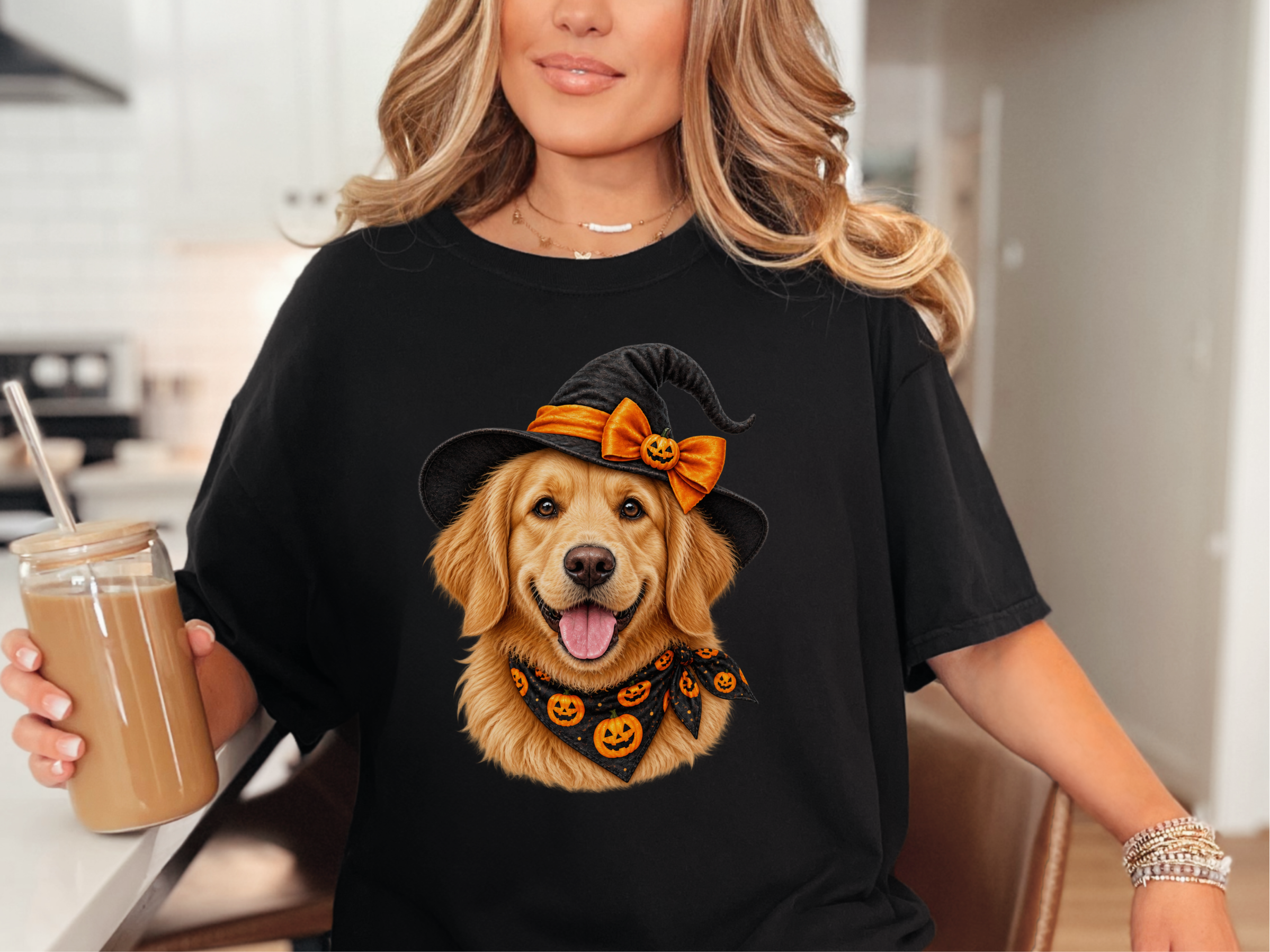 Golden Retriever Halloween Witch doodle dog shirt - photo 2