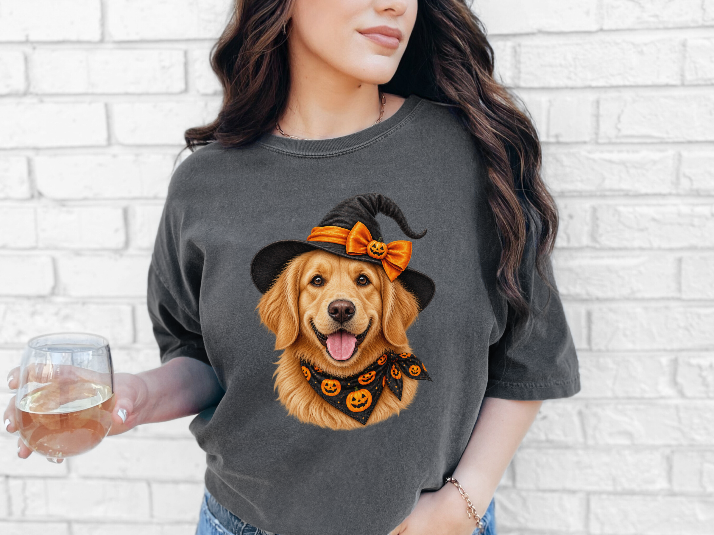 Golden Retriever Halloween Witch doodle dog shirt - photo 6