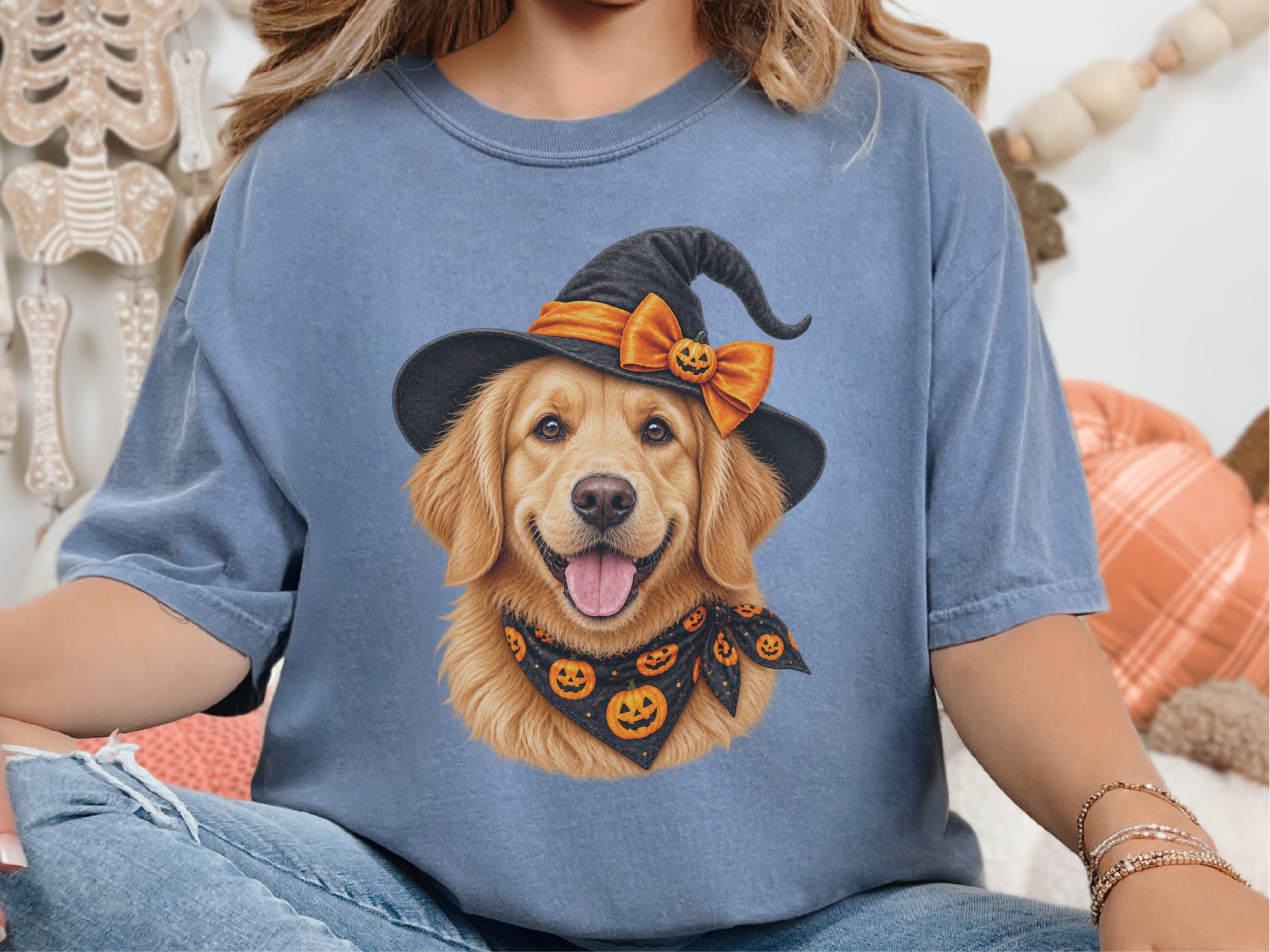 Golden Retriever Halloween Witch doodle dog shirt - photo 7