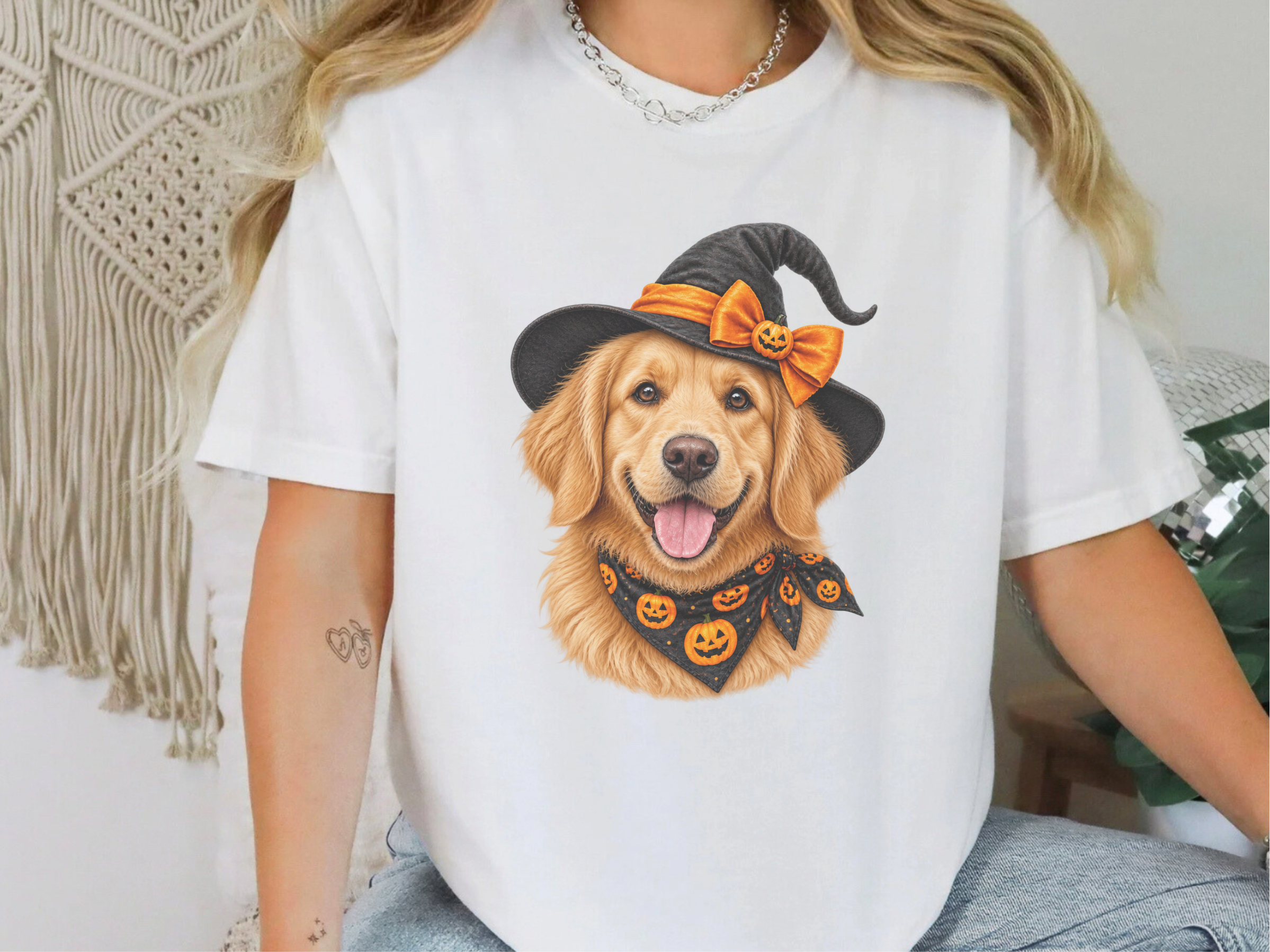 Golden Retriever Halloween Witch doodle dog shirt - photo 1