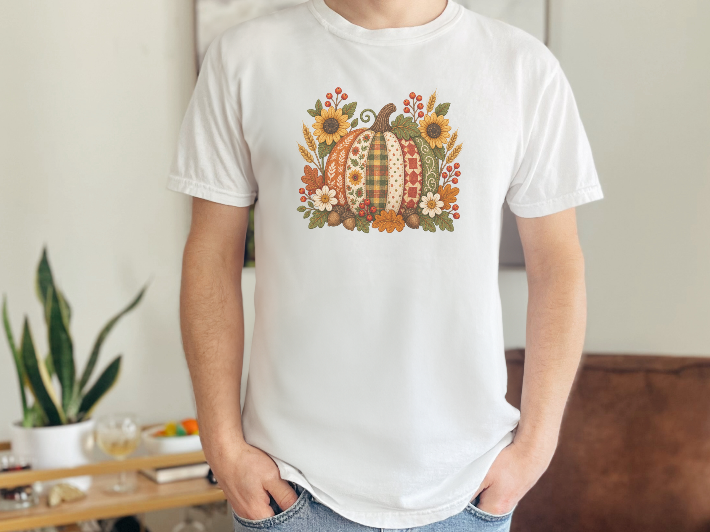 Patchwork Quilted Floral Pumpkin funny shirt - photo 2