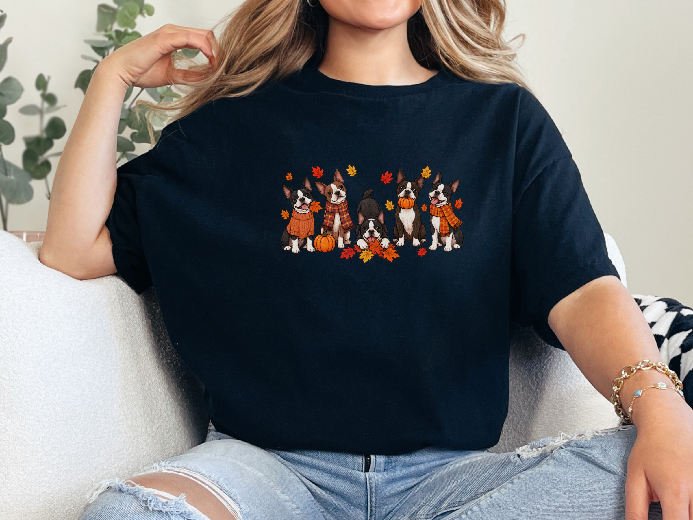 Boston Terrier Fall Activities doodle dog shirt - photo 2