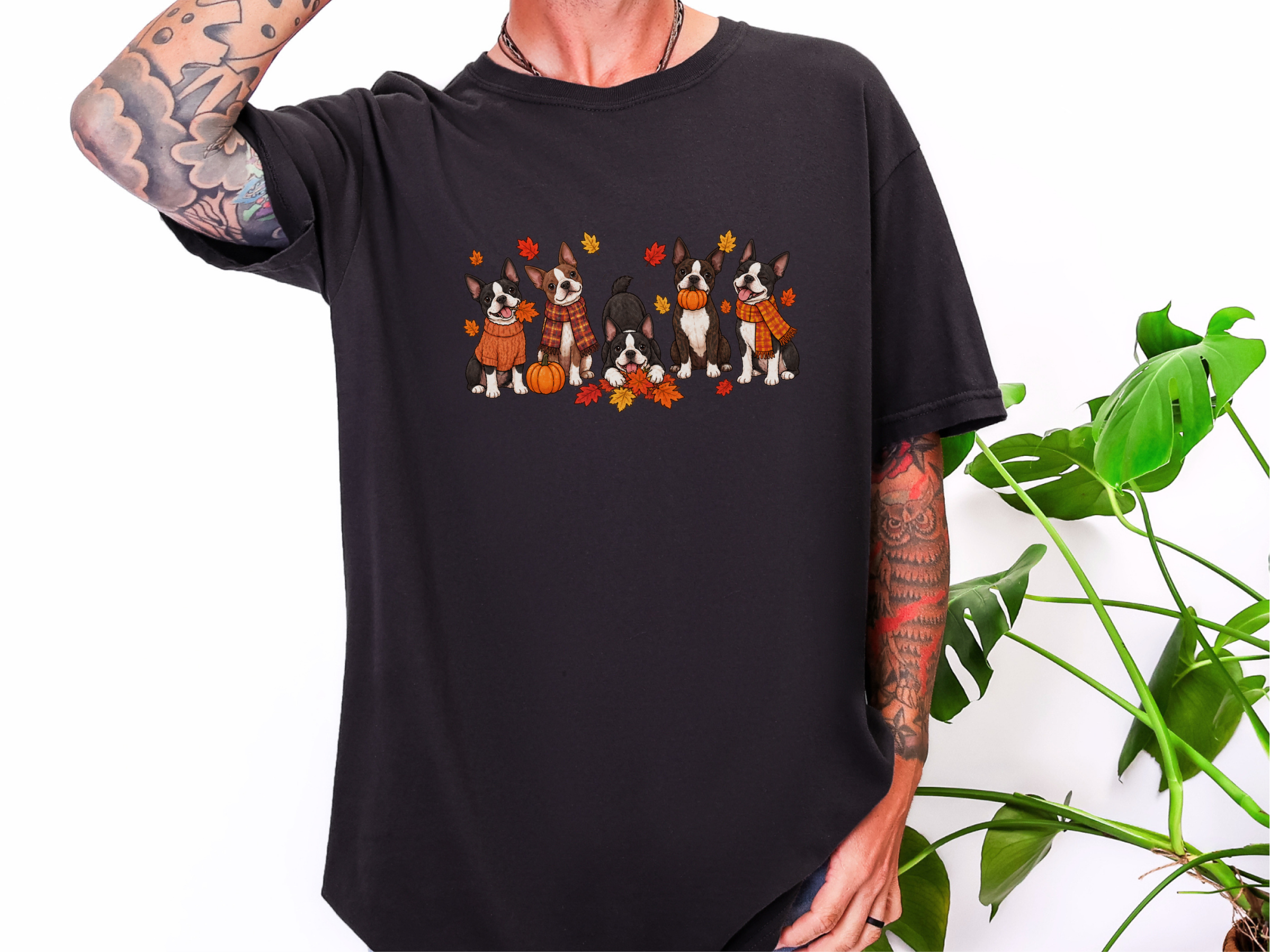 Boston Terrier Fall Activities doodle dog shirt - photo 3
