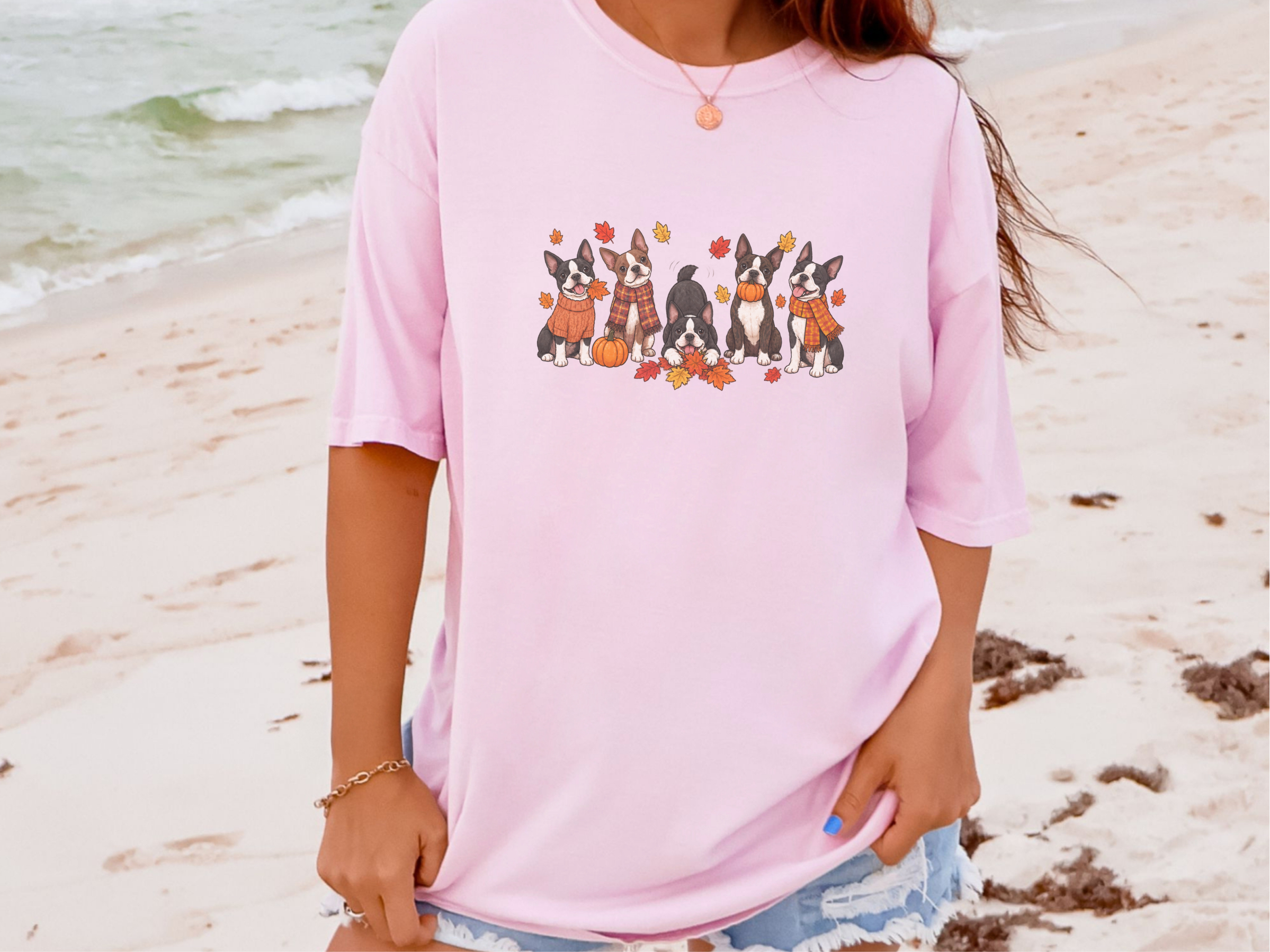Boston Terrier Fall Activities doodle dog shirt - photo 8