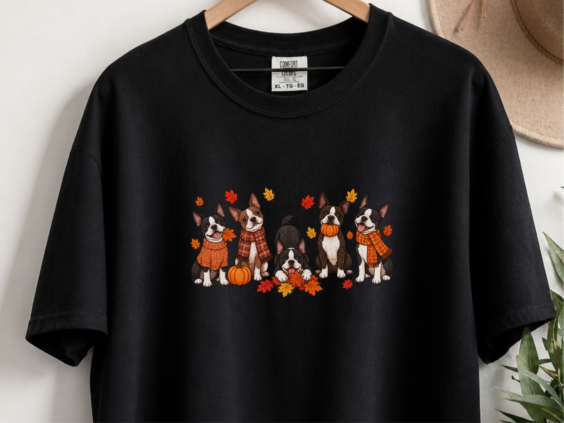 Boston Terrier Fall Activities doodle dog shirt - photo 4