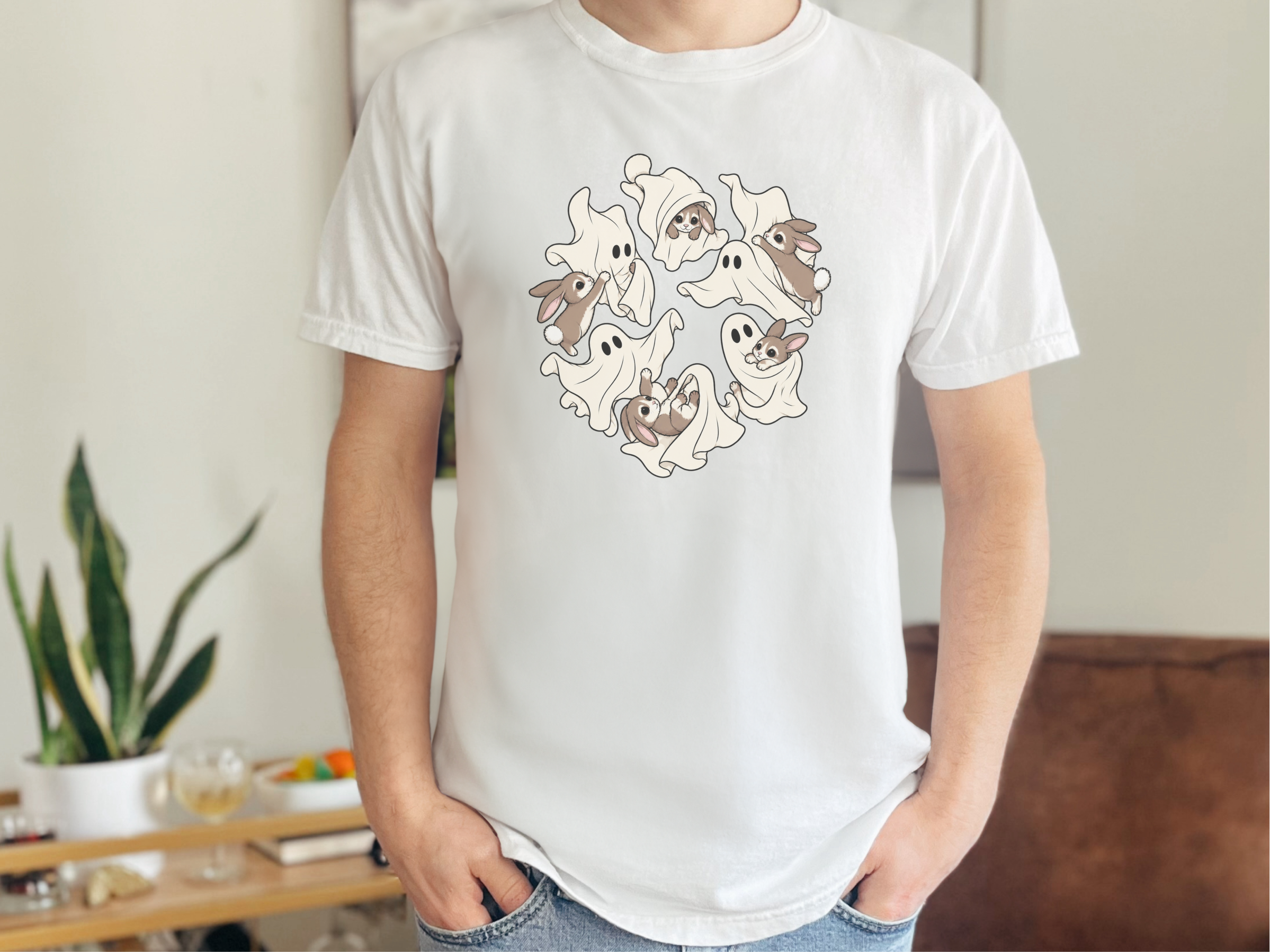 Ghosts Playing Bunny Rabbits funny shirt - photo 2