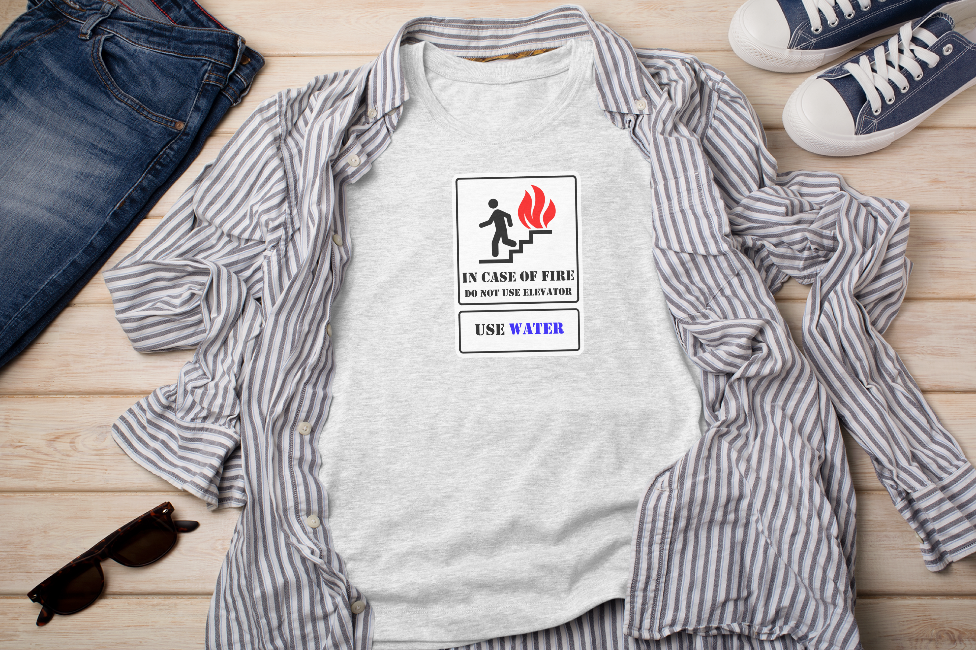 In Case Of Fire Do Not Use Elevator Use Water funny shirt - photo 2