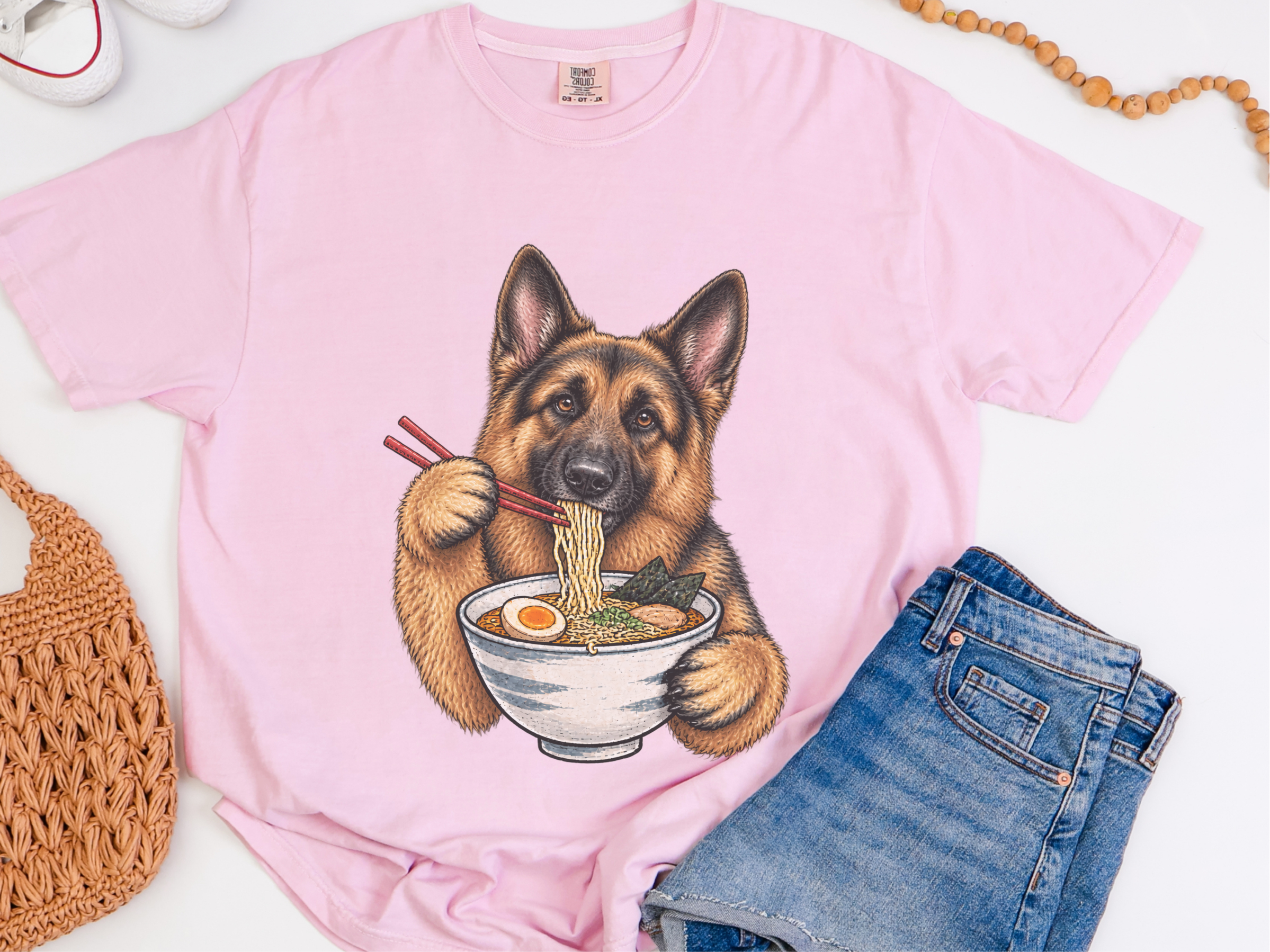German Shepherd Eating Ramen doodle dog shirt - photo 7