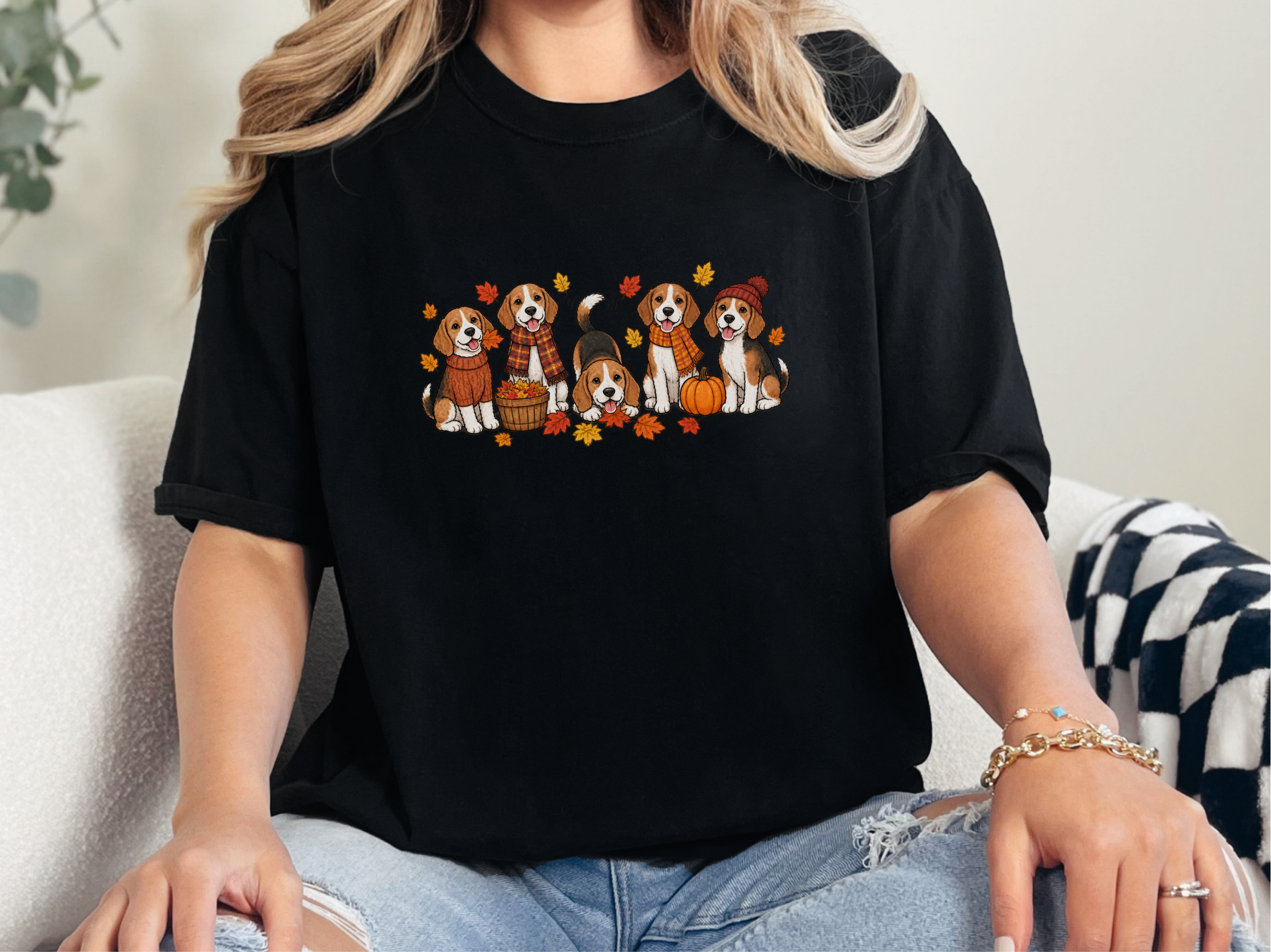 Cute Beagles Fall Activities doodle dog shirt - photo 2