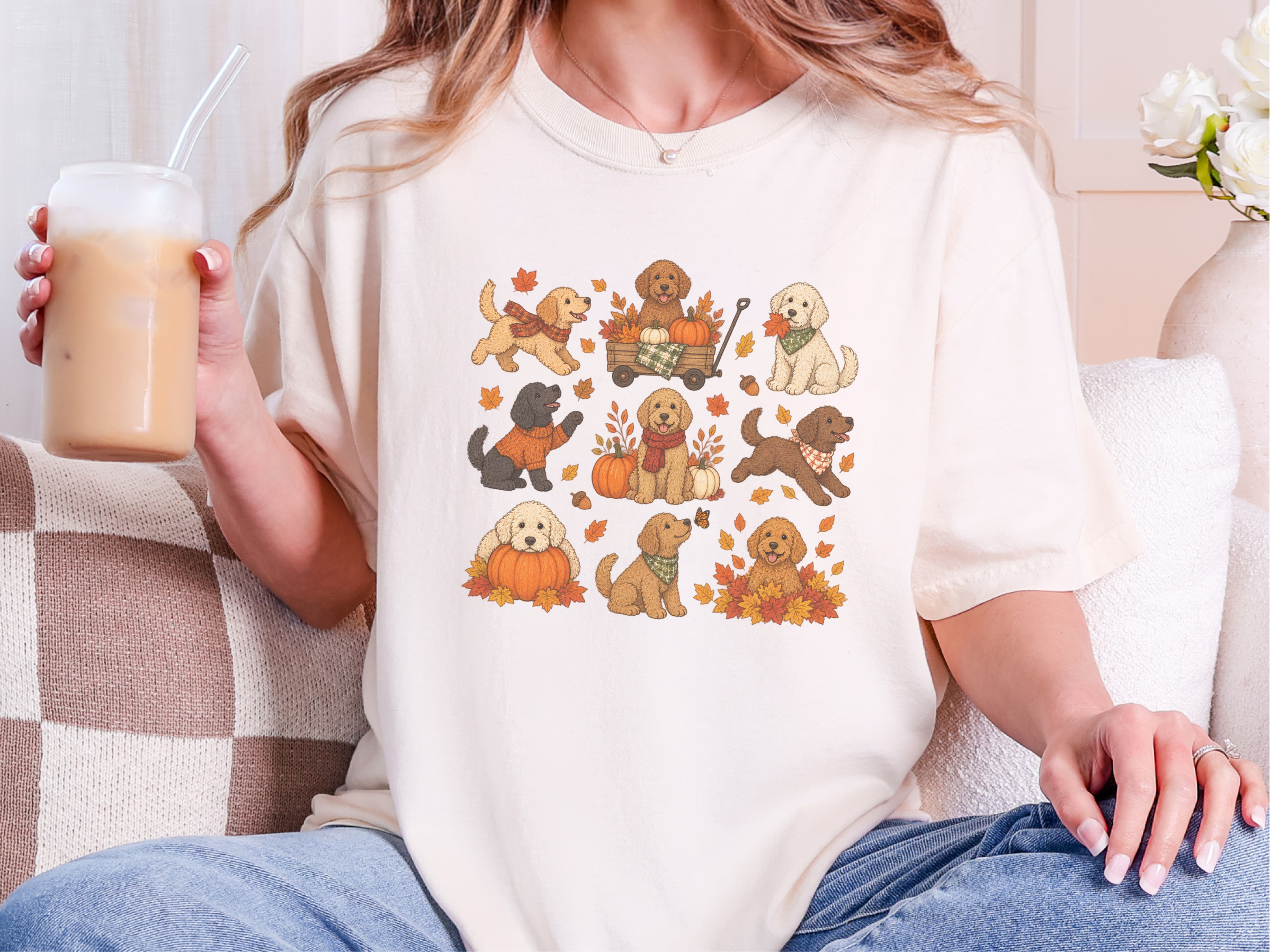 Colorful Goldendoodle Fall Activities doodle dog shirt - photo 8